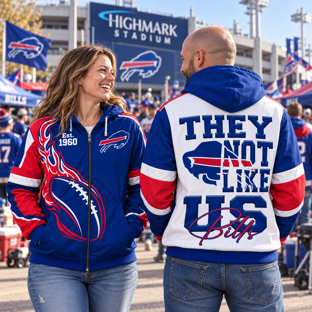 Buffalo Bills | Football Game Day They Not Like Us Full Zip Hooded Sweatshirt Jacket