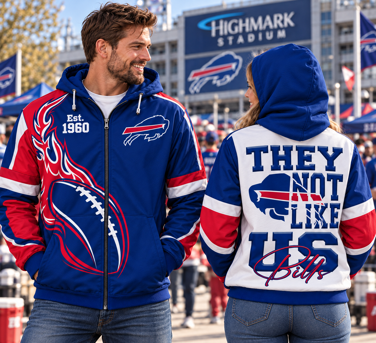 Buffalo Bills | Football Game Day They Not Like Us Full Zip Hooded Sweatshirt Jacket