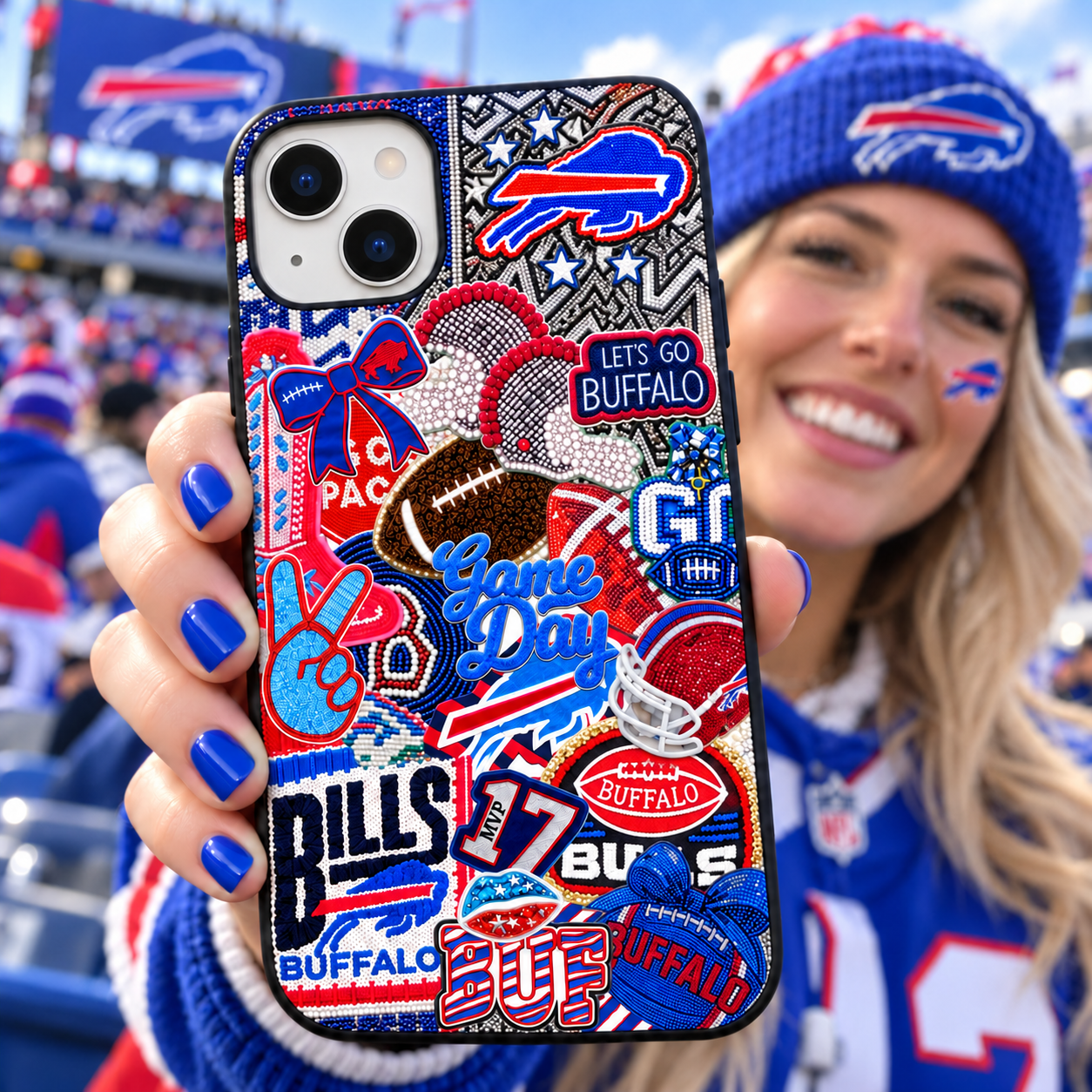 Buffalo Bills | Football Game Day Beaded Effect Collage Protective Phone Case Cover
