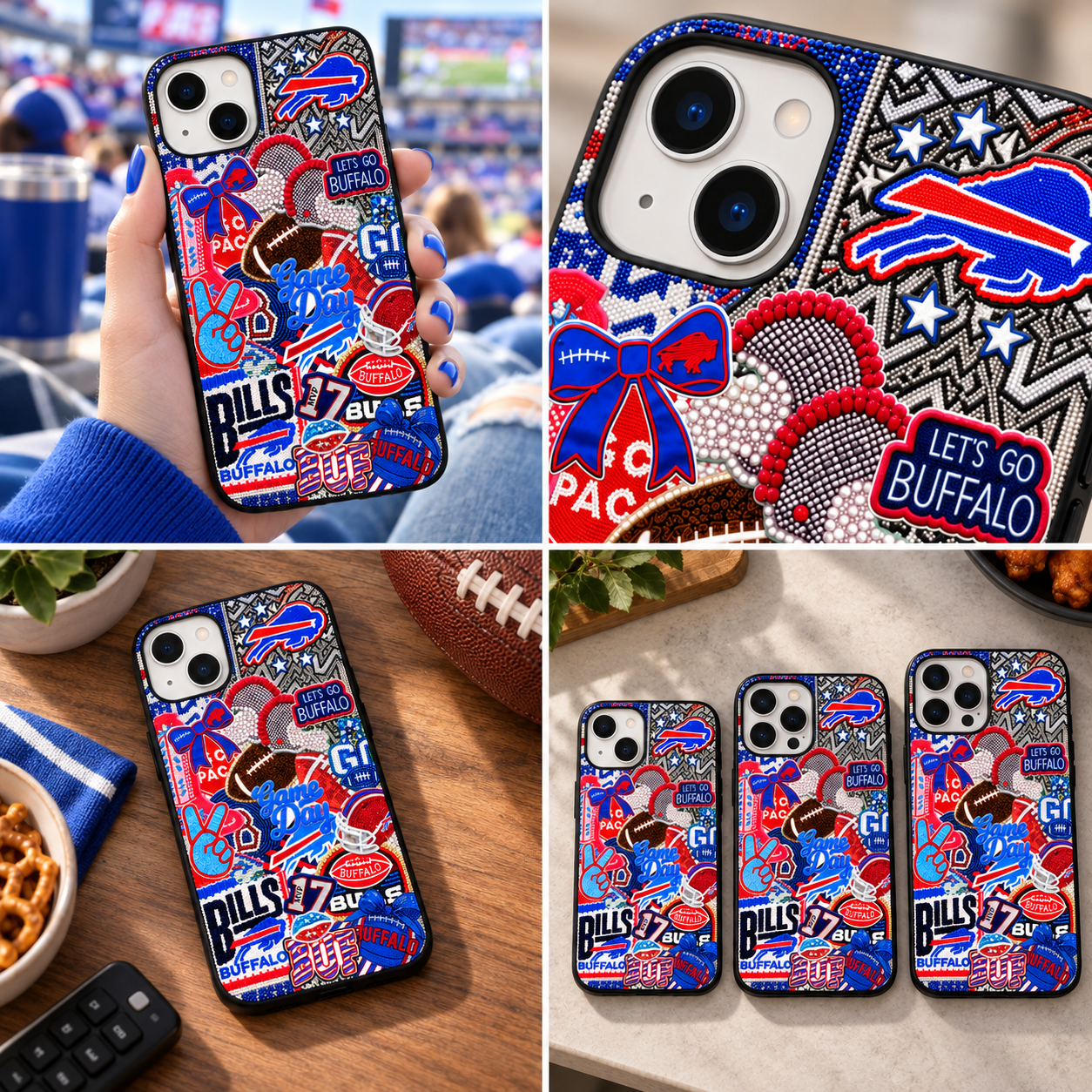 Buffalo Bills | Football Game Day Beaded Effect Collage Protective Phone Case Cover