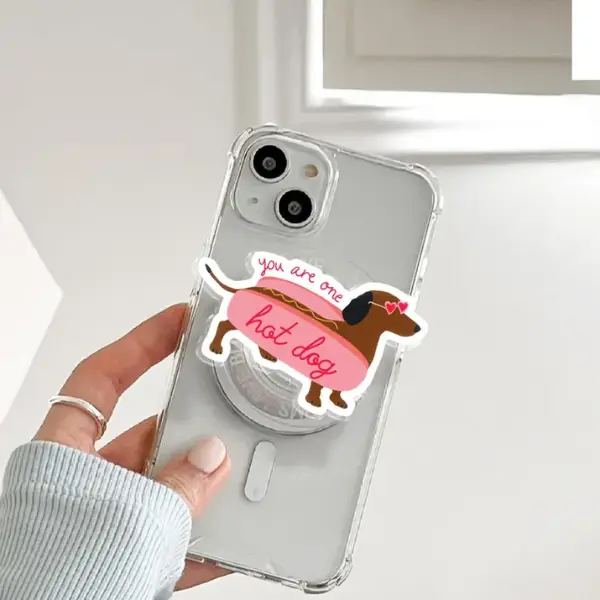 Funny Hot Dog Dachshund Wiener Dog Magnetic Phone Grip Holder Gift
