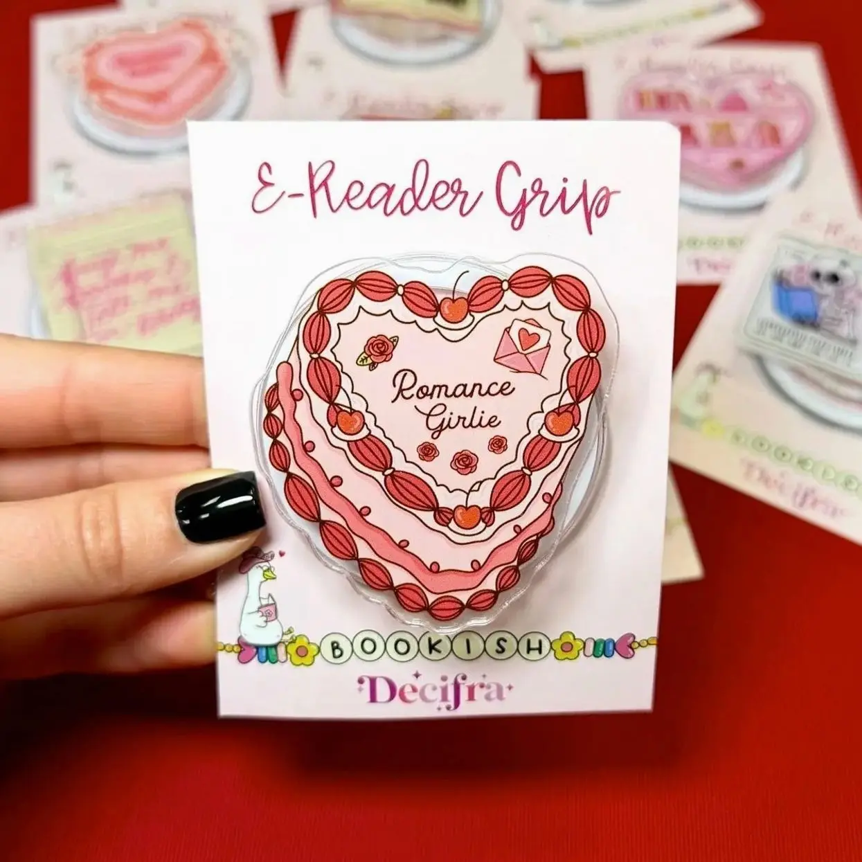 Romance Girlie Heart Cake E-Reader Grip Magnetic Phone Stand Holder
