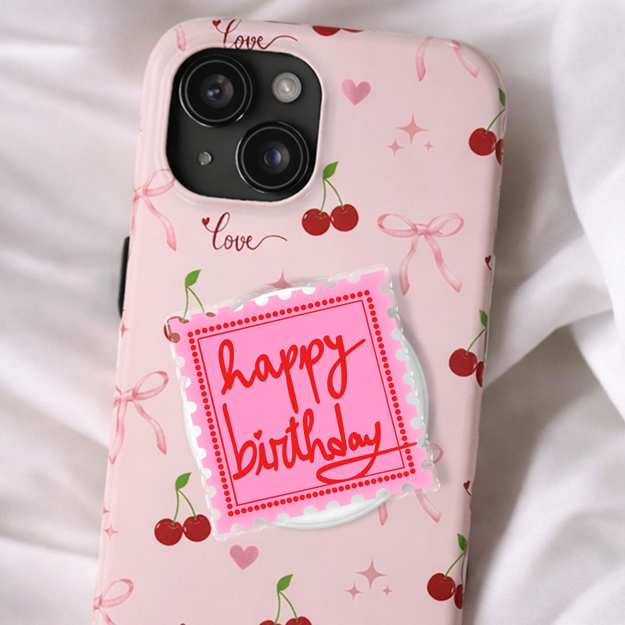 Stylish Birthday Stamp Snap Retro Magnetic Phone Grip