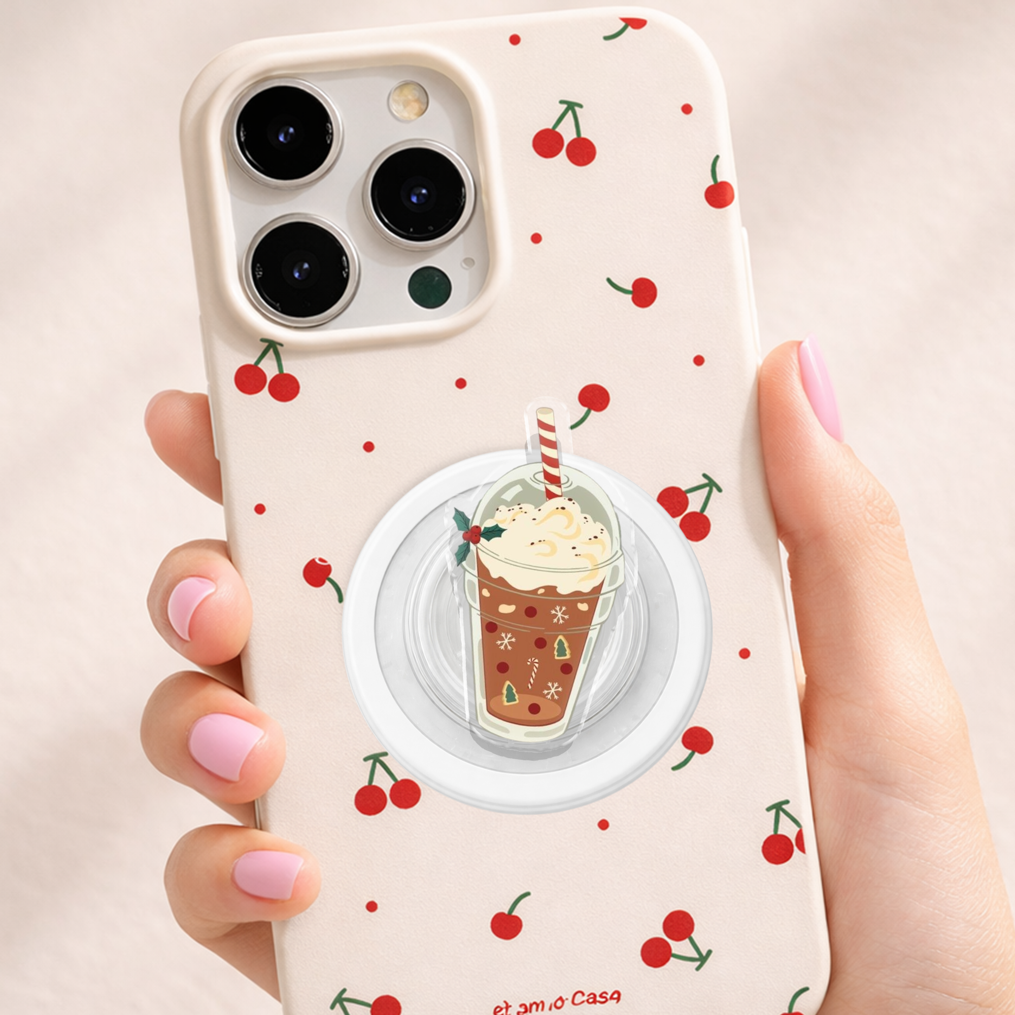 Festive Holiday Latte Snap Magnetic Phone Grip