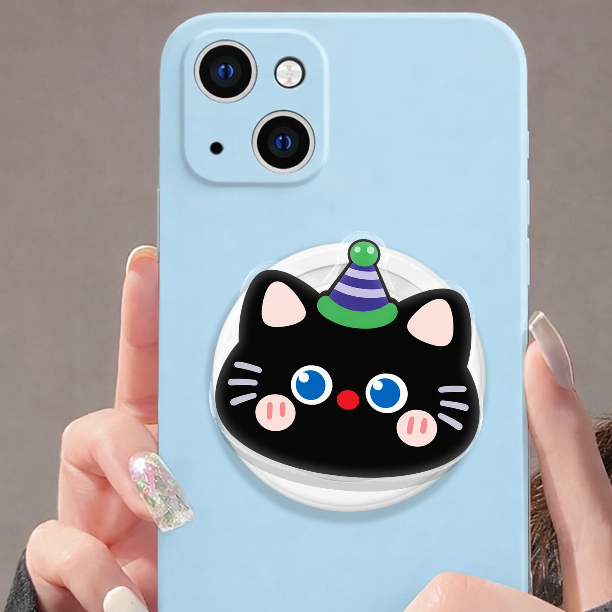 Silly Party Cat Snap Cute Magnetic Phone Grip
