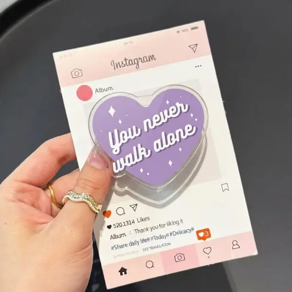 You Never Walk Alone Purple Heart Magnetic Phone Grip Holder Stand