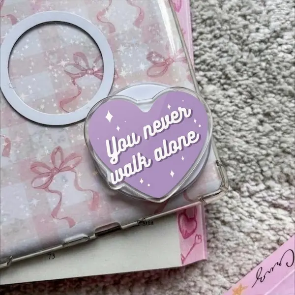 You Never Walk Alone Purple Heart Magnetic Phone Grip Holder Stand