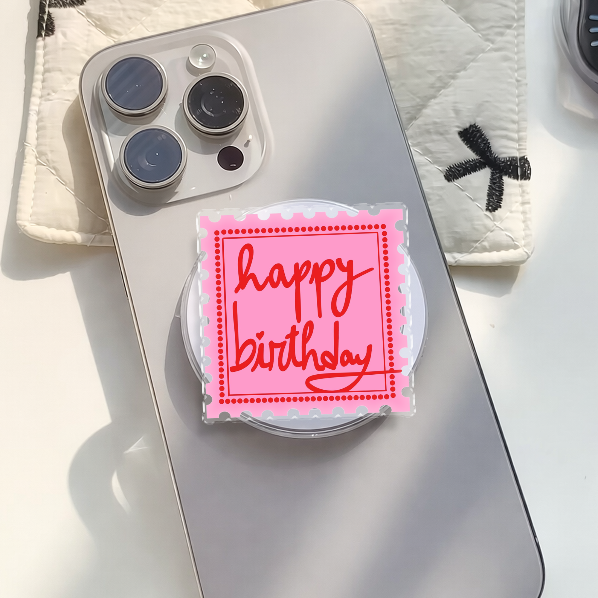 Stylish Birthday Stamp Snap Retro Magnetic Phone Grip