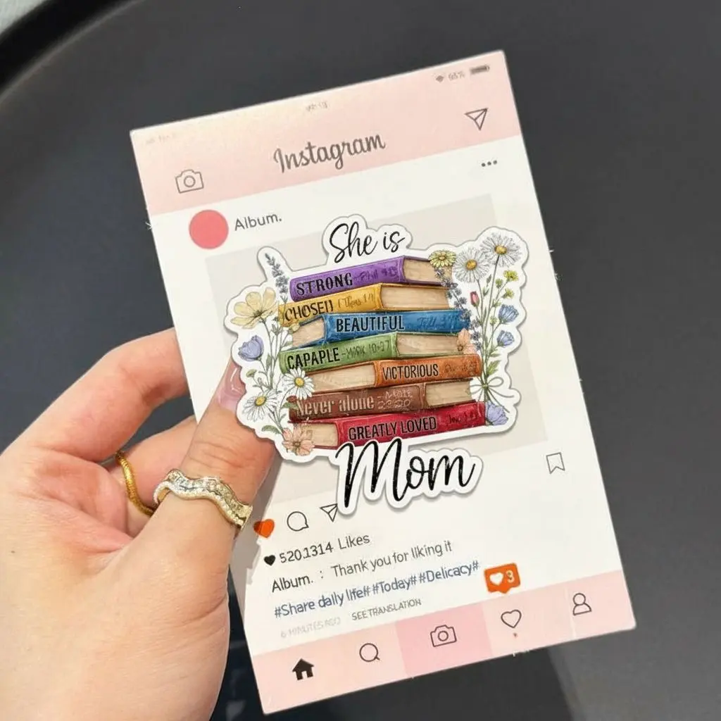 Christian Bible Verse Book Stack Mom Magnetic Phone Grip Holder Gift