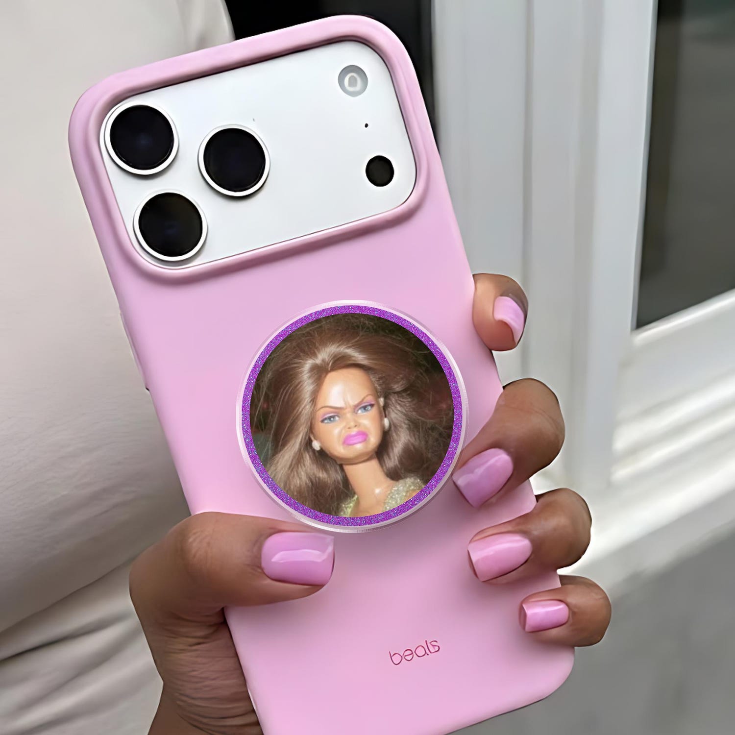 Disgusted Doll Face MagSafe Phone Grip Retro Pop Culture Accessory