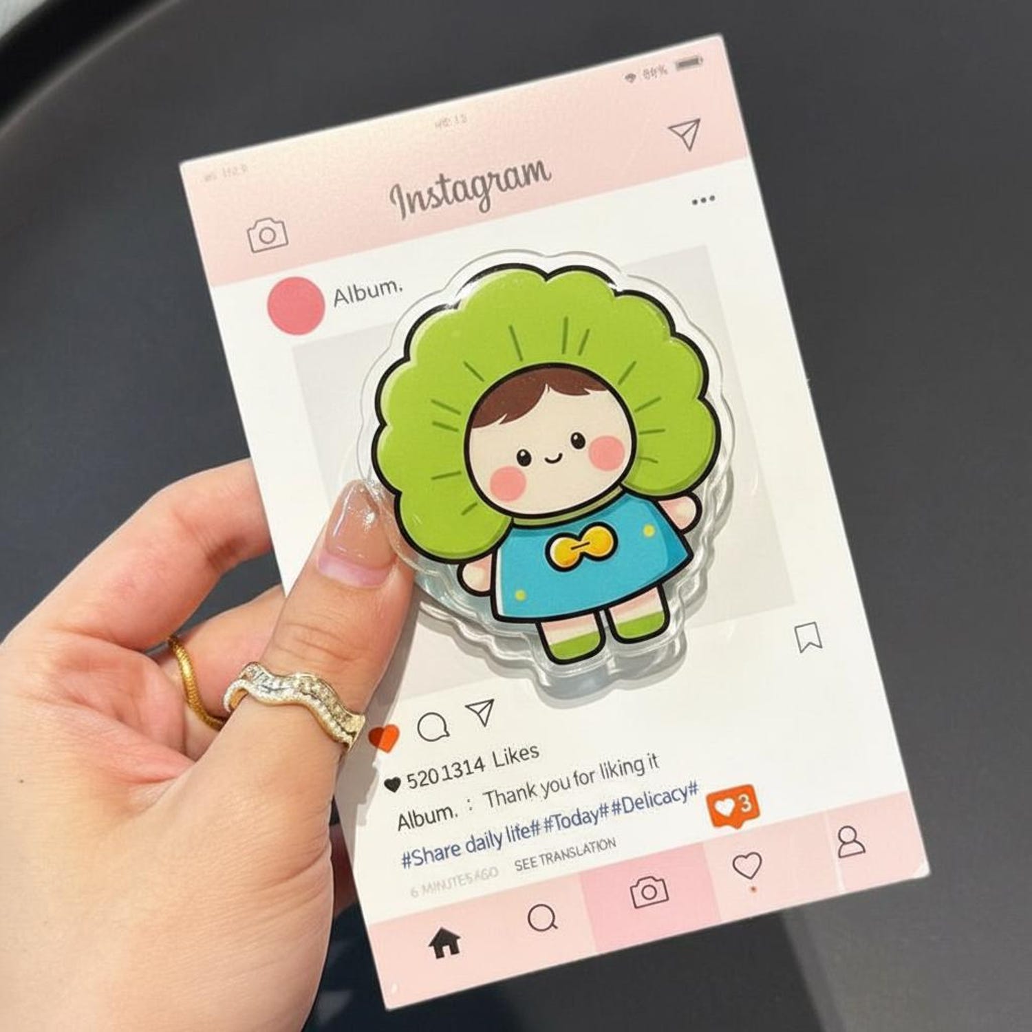 Kawaii Leaf Head MagSafe Phone Grip Aesthetic