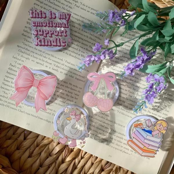 Book Lover Set Pink Ribbon Swan and Reading for Teens Phone Grip