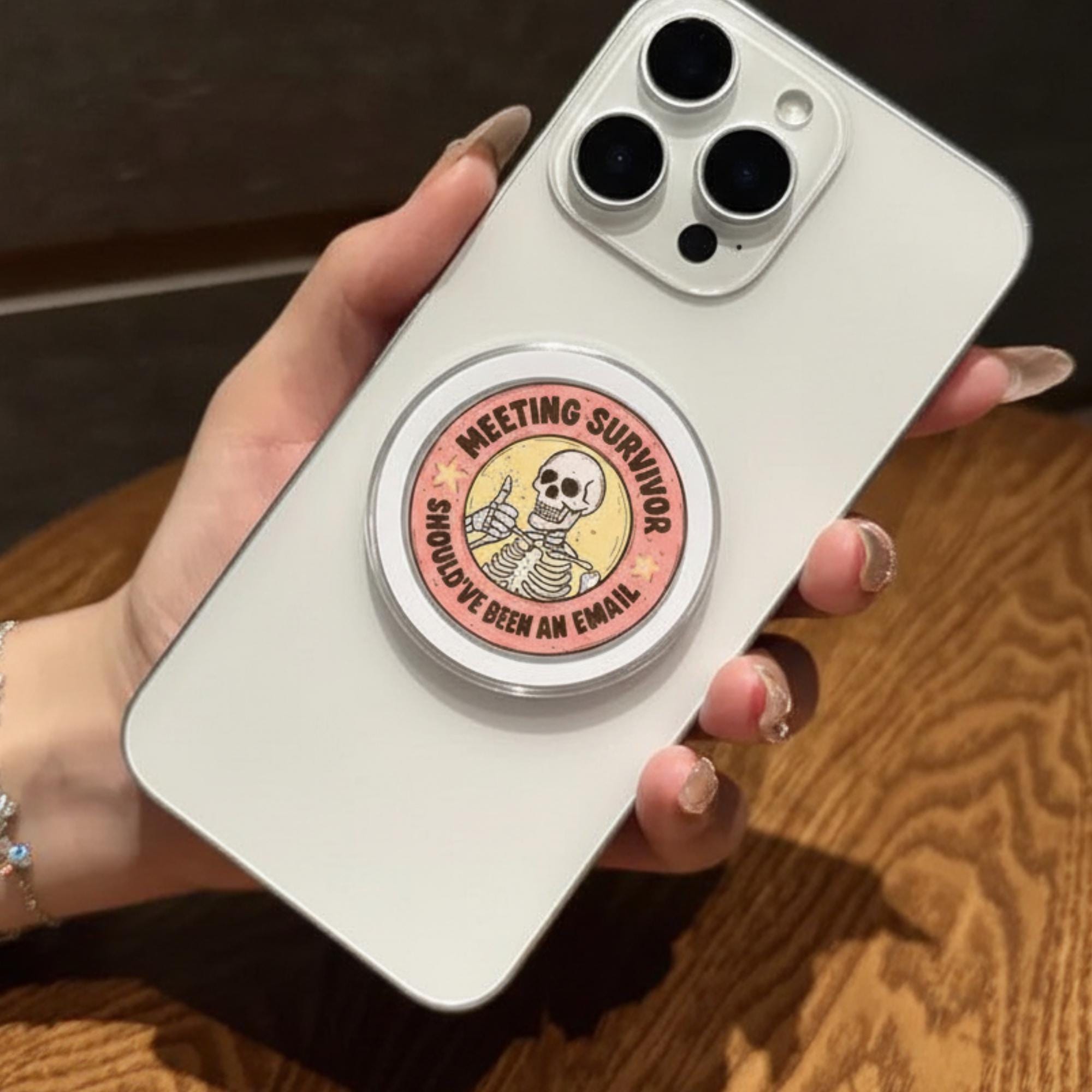 Meeting Survivor Funny Skeleton Office Gift MagSafe Phone Grip