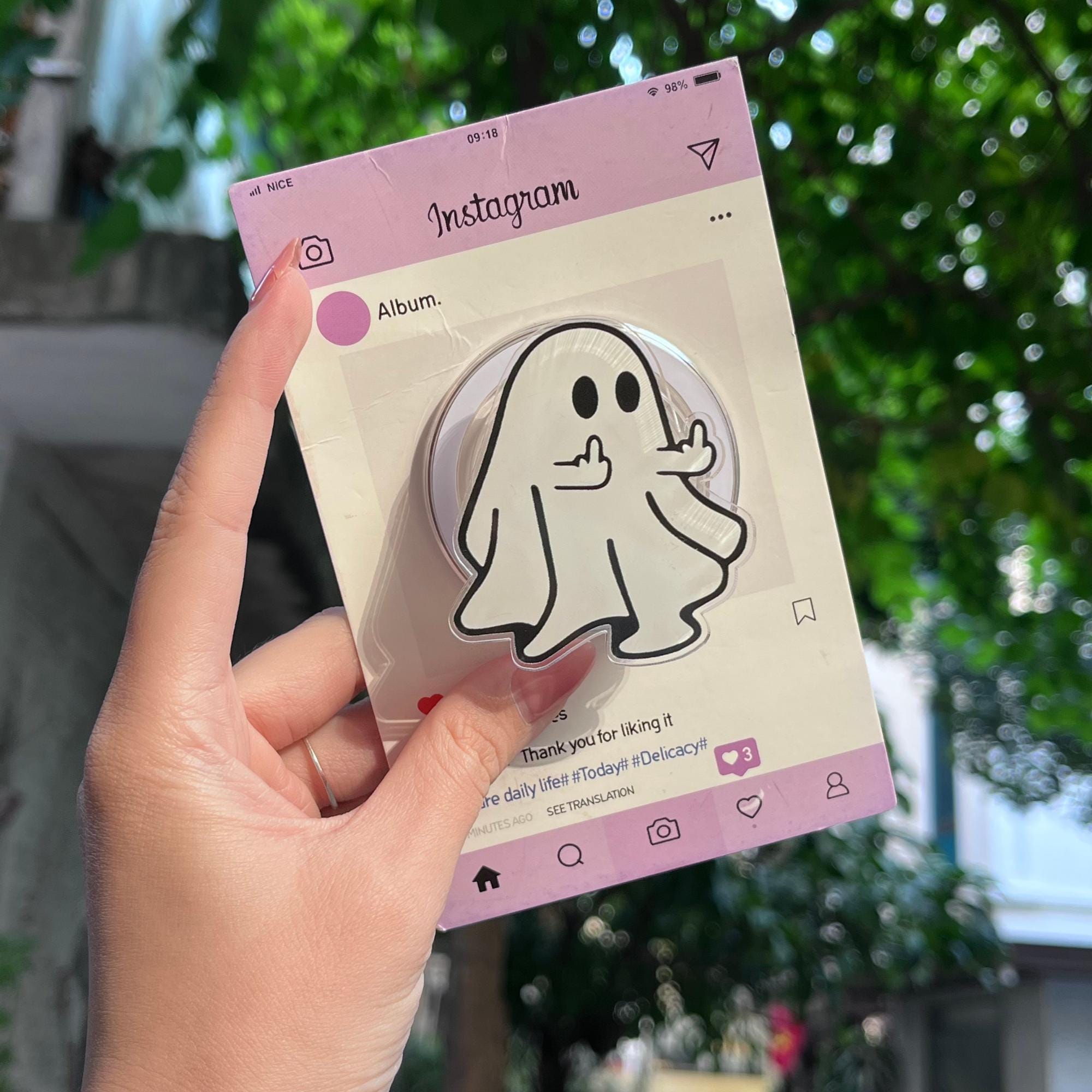 Funny Ghost Middle Finger Spooky Halloween Pumpkin Phone Grip