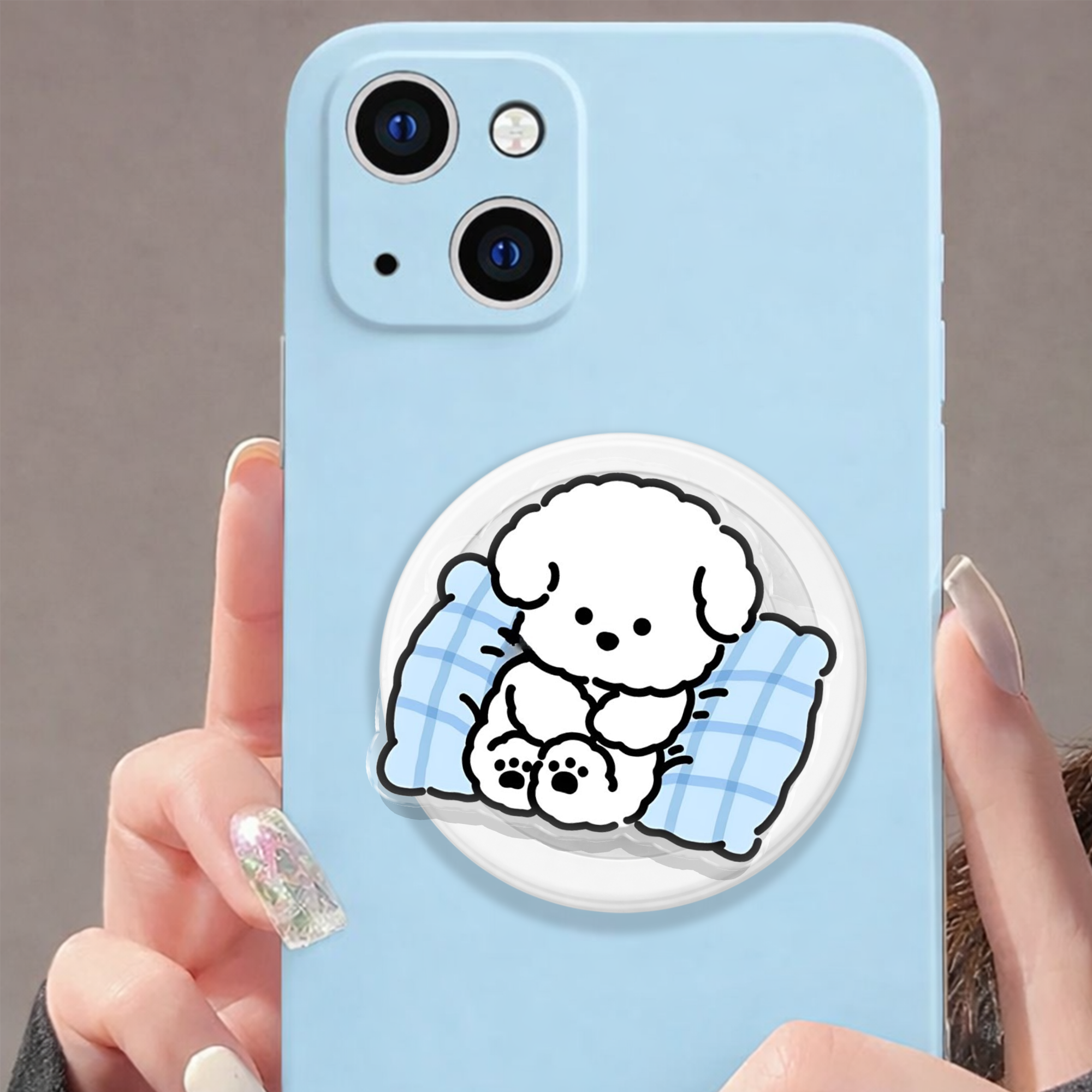Cozy Fluffy Dog Snap on Pillow Puppy Golden Retriever Phone Grip