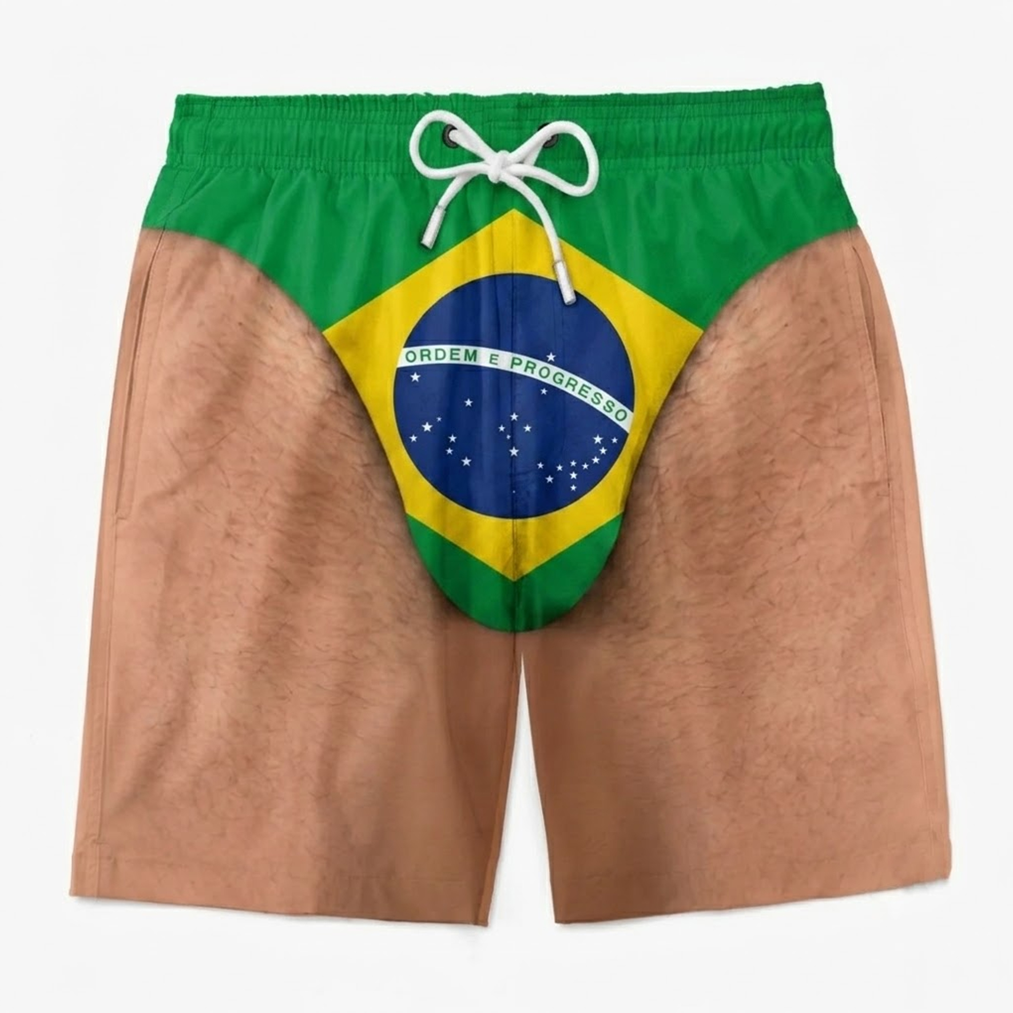 Men's Brazil Flag Swim Trunks, Patriotic Country Flag Beach Shorts with Pockets, Quick Dry soccer season Swimwear