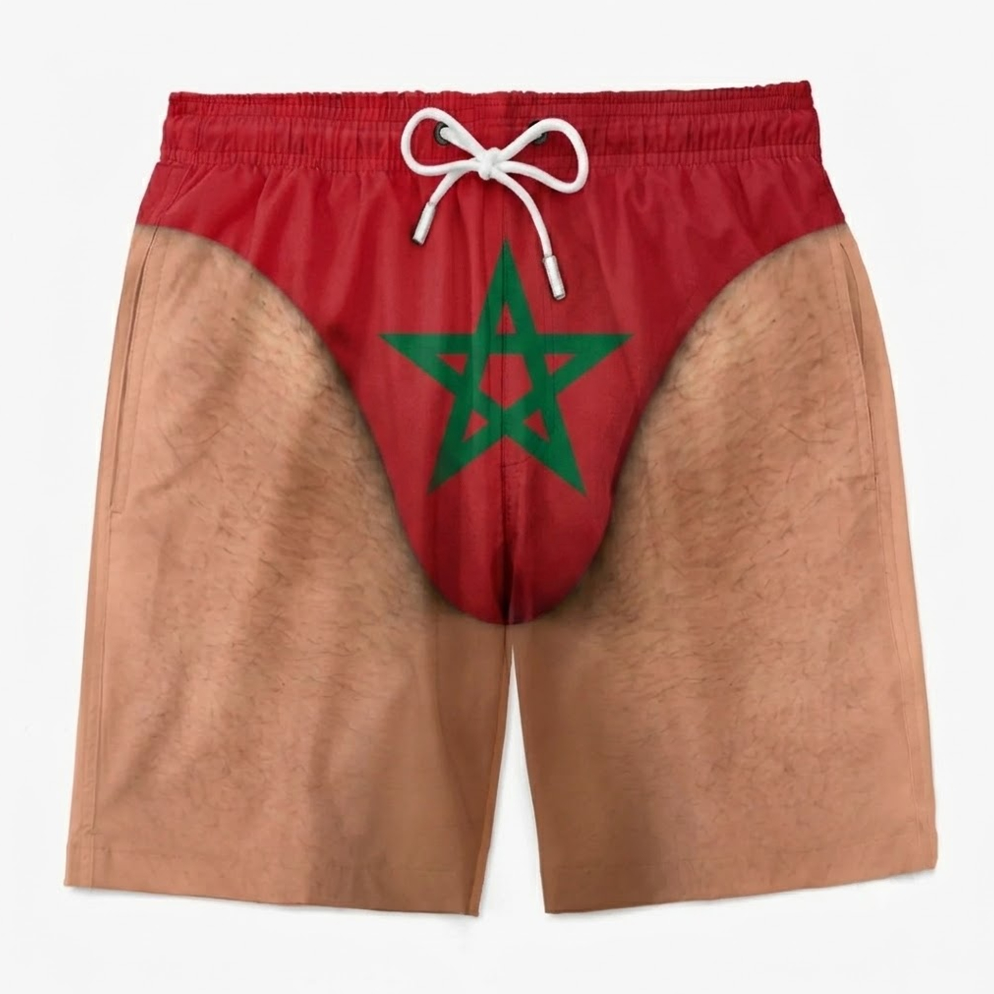 Men's Morocco Flag Swim Trunks, Patriotic Country Flag Beach Shorts with Pockets, Quick Dry soccer season Swimwear