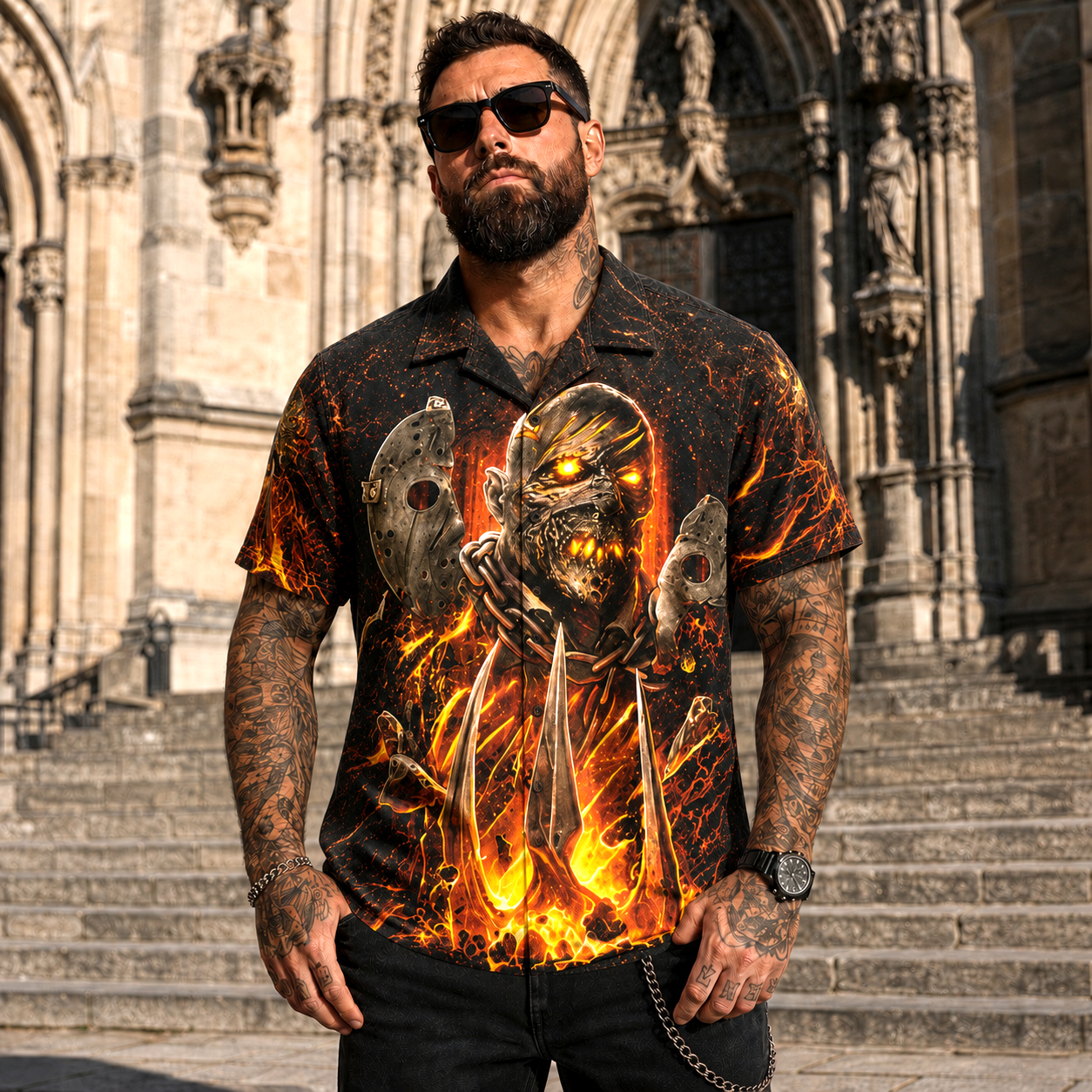 Savini Jason Unmasked Hawaiian Shirt, Special Effects Slasher Button Up, Camp Crystal Lake Fan Gift