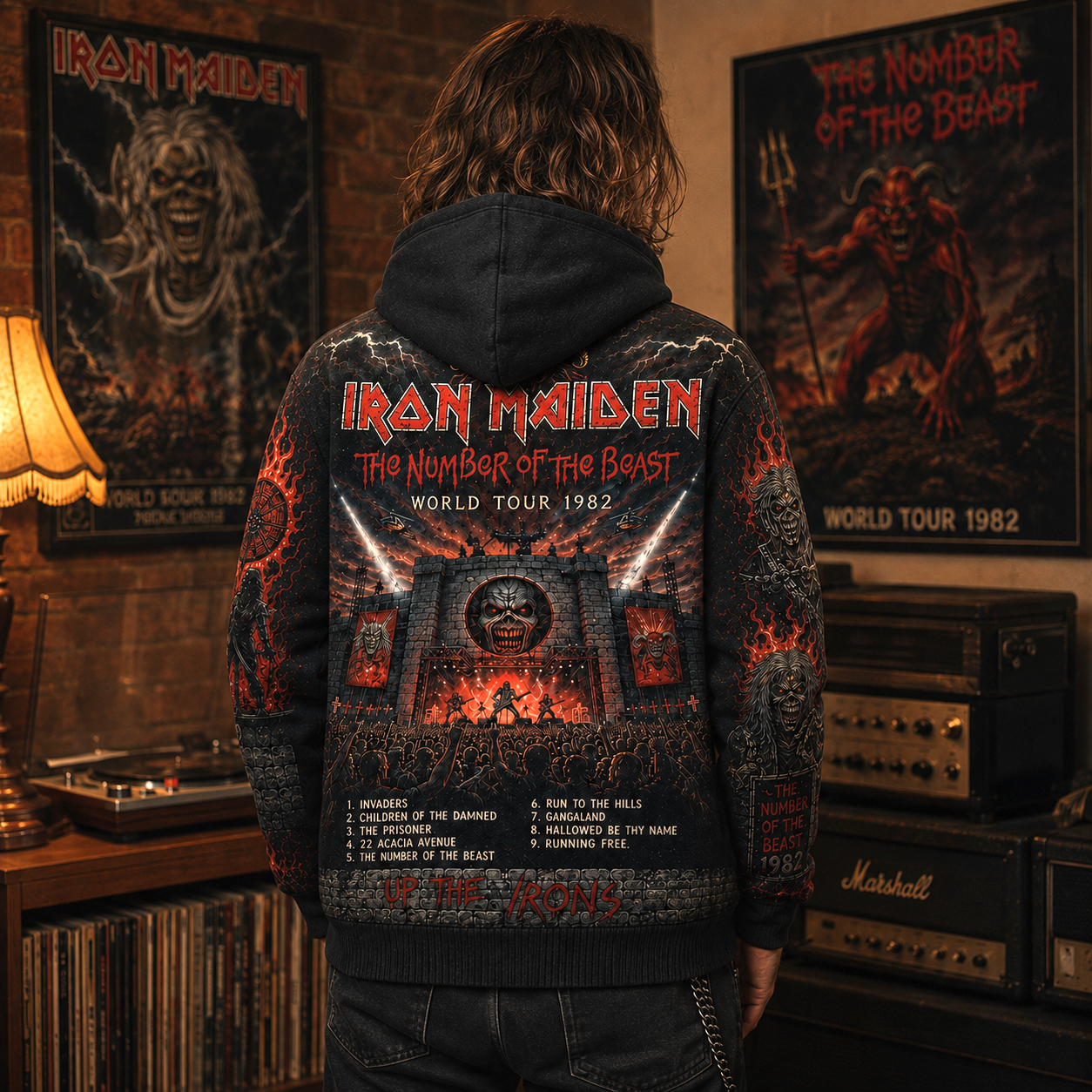 Iron Maiden The Number of the Beast Vintage Hoodie, Eddie Mascot Metal Merch, Hallowed Be Thy Name Fan Gift