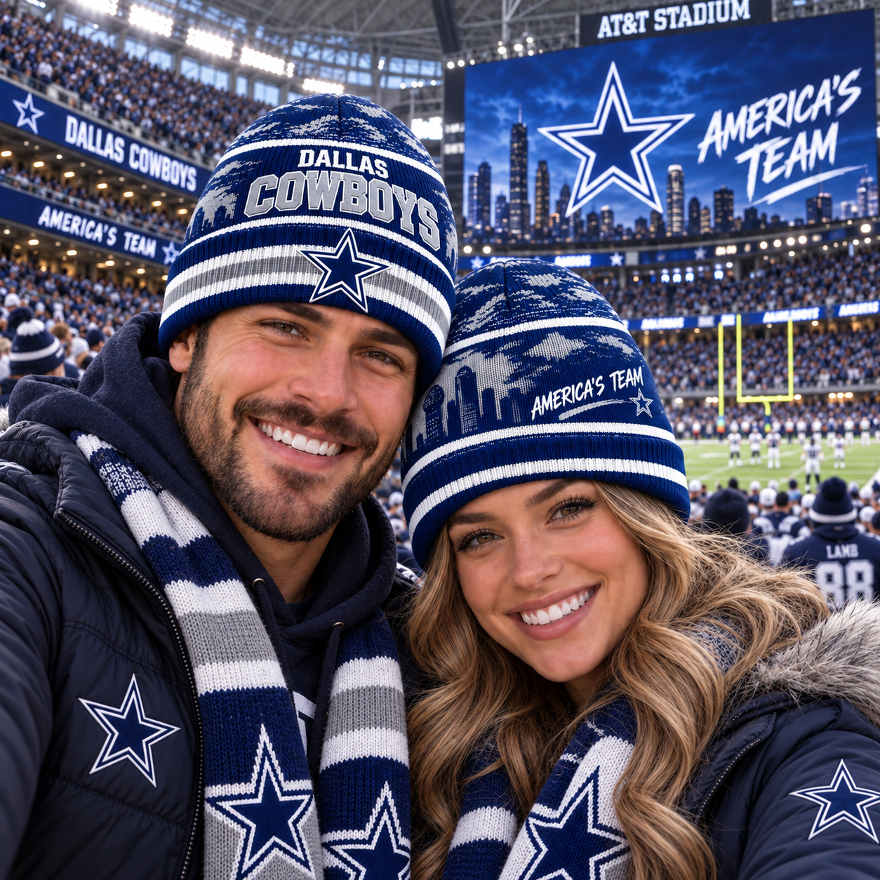 Dallas Cowboys Knit Beanie Hat, Dak Prescott No. 4 Fan Style, DAL AT&T Stadium Sunday Look