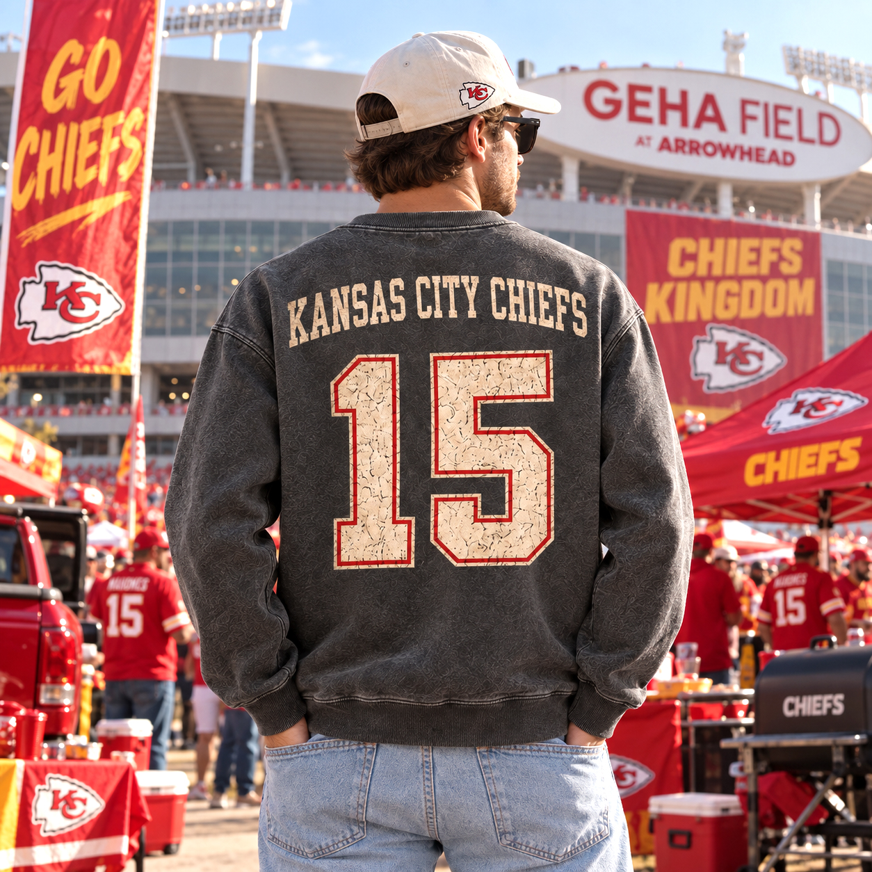 Kansas City Chiefs Sweatshirt, Champions Era Retro Graphic, Arrowhead Stadium Sunday Style