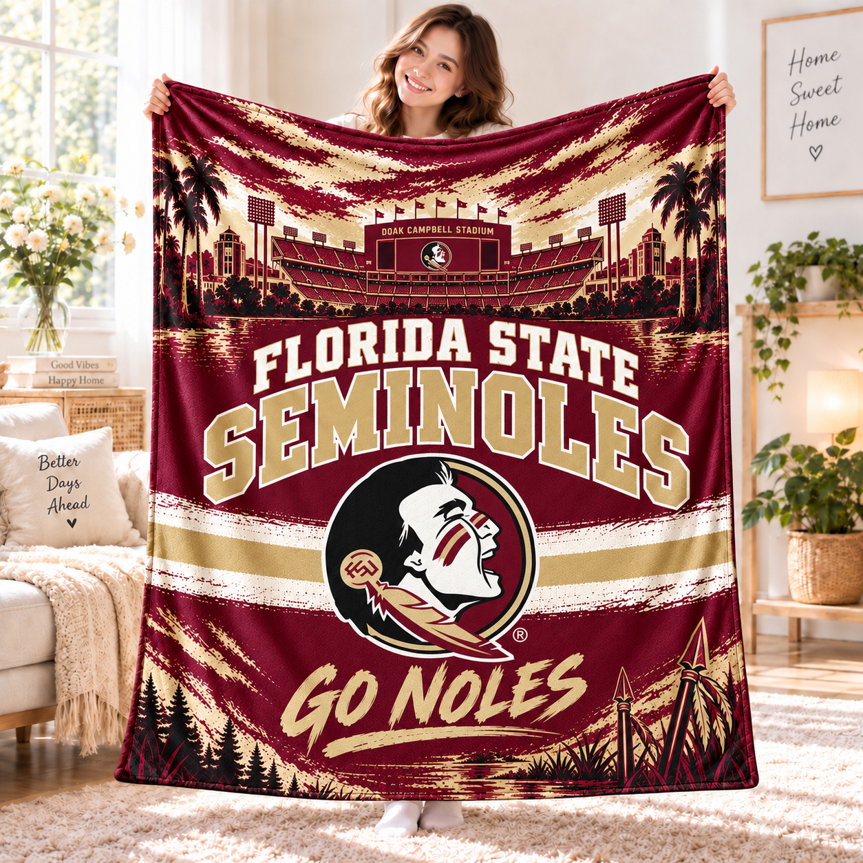 Florida Gators Football Throw Blanket, UF Swamp Spirit, Ben Hill Griffin Stadium Style