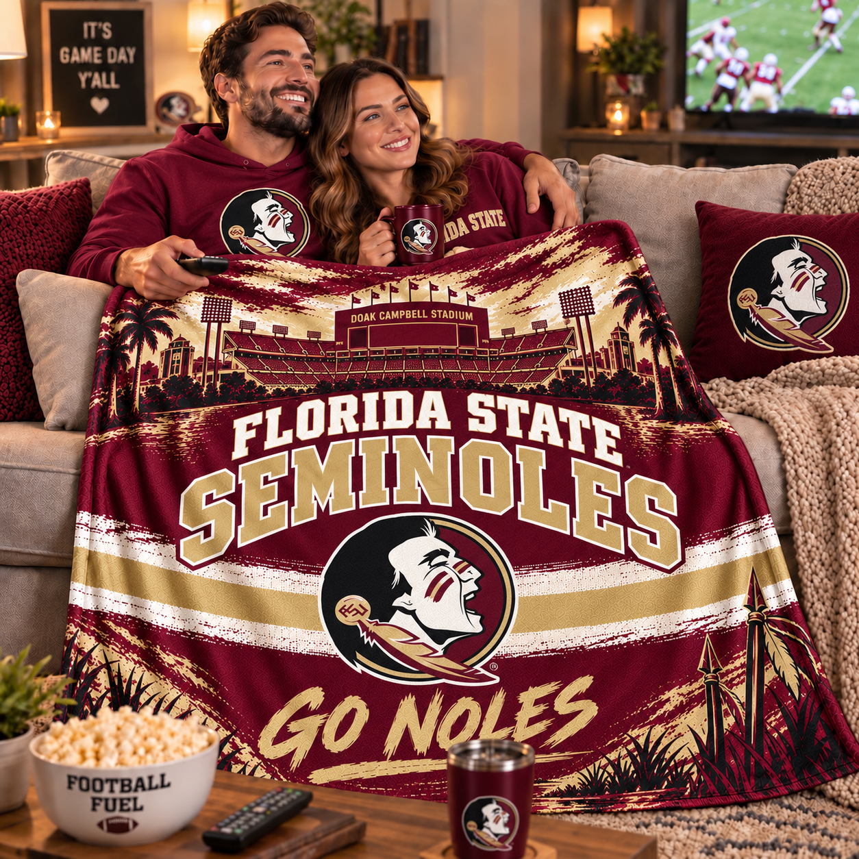 Florida Gators Football Throw Blanket, UF Swamp Spirit, Ben Hill Griffin Stadium Style
