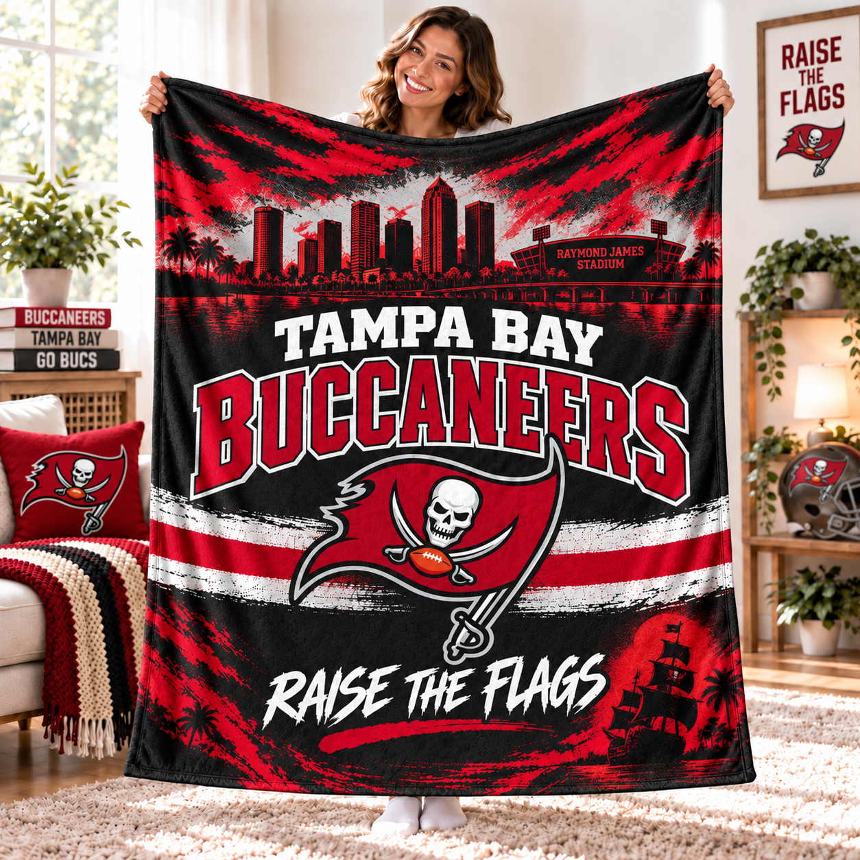 Tampa Bay Buccaneers Throw Blanket, Bucs Tampa Bay Spirit, Raymond James Stadium Style