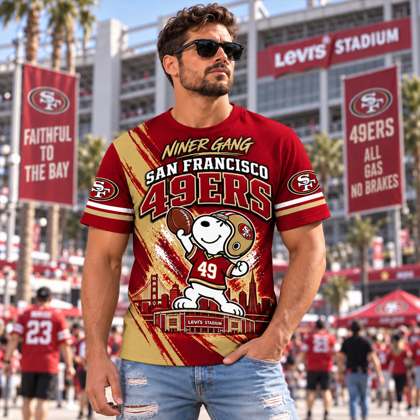 San Francisco 49ers Snoopy Horror 3D Shirt, SF Faithful at Levi's Stadium, Jerry Rice Legacy Fan Gift