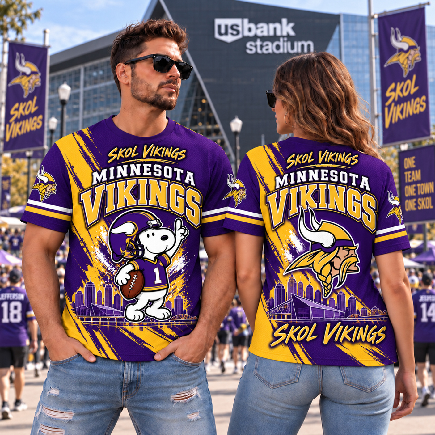 Minnesota Vikings Snoopy Horror 3D Shirt, MIN SKOL at U.S. Bank Stadium, Randy Moss Legacy Fan Gift
