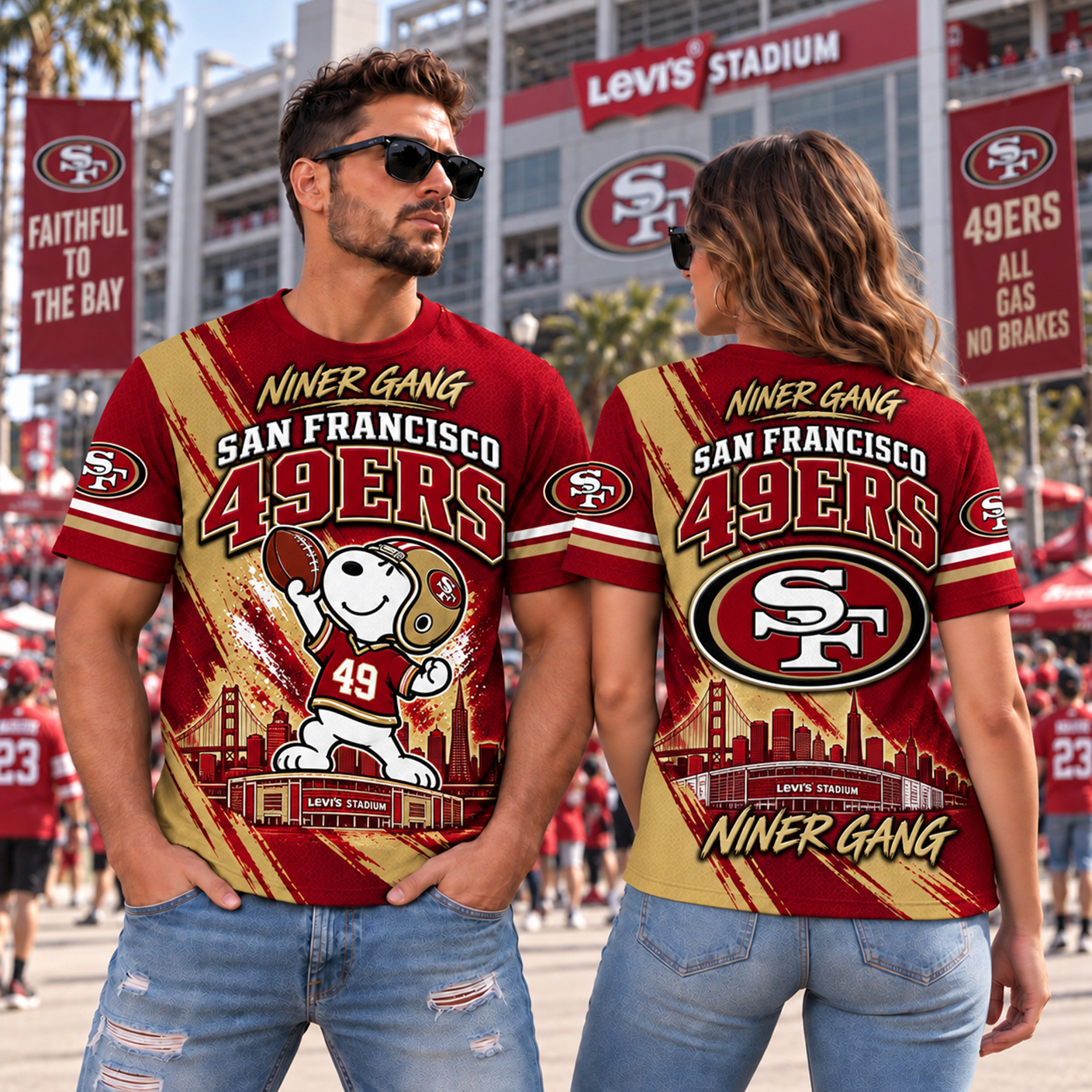 San Francisco 49ers Snoopy Horror 3D Shirt, SF Faithful at Levi's Stadium, Jerry Rice Legacy Fan Gift
