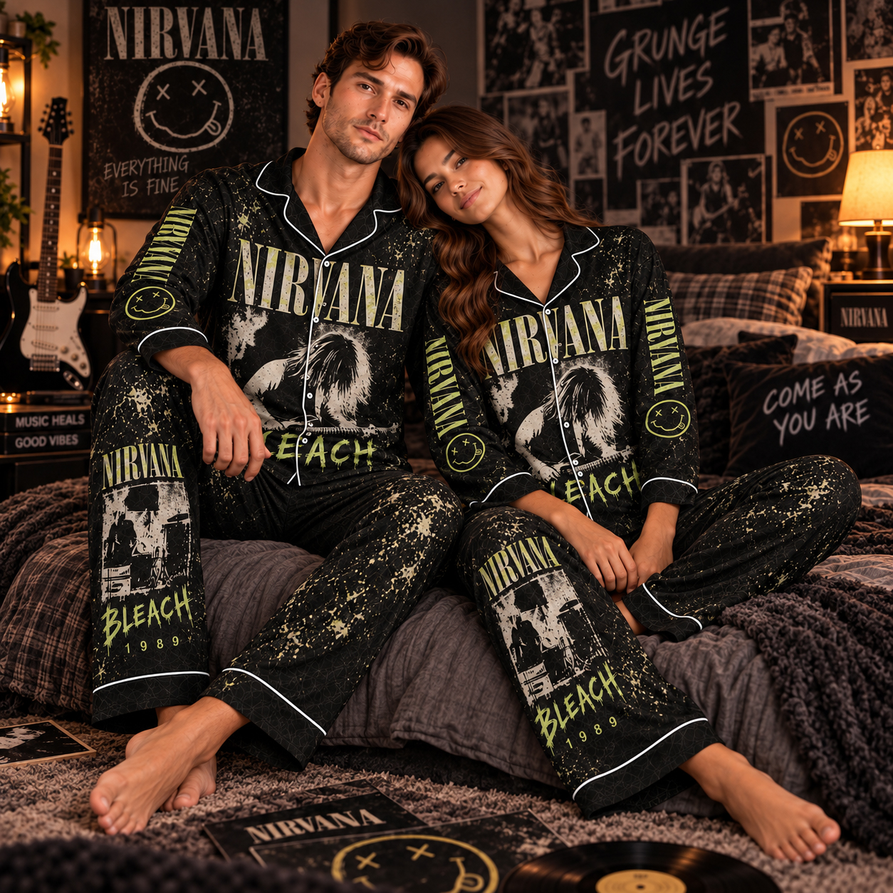 Nirvana Bleach Pajama Set, About a Girl School, Kurt Cobain Seattle 1989 Grunge Era