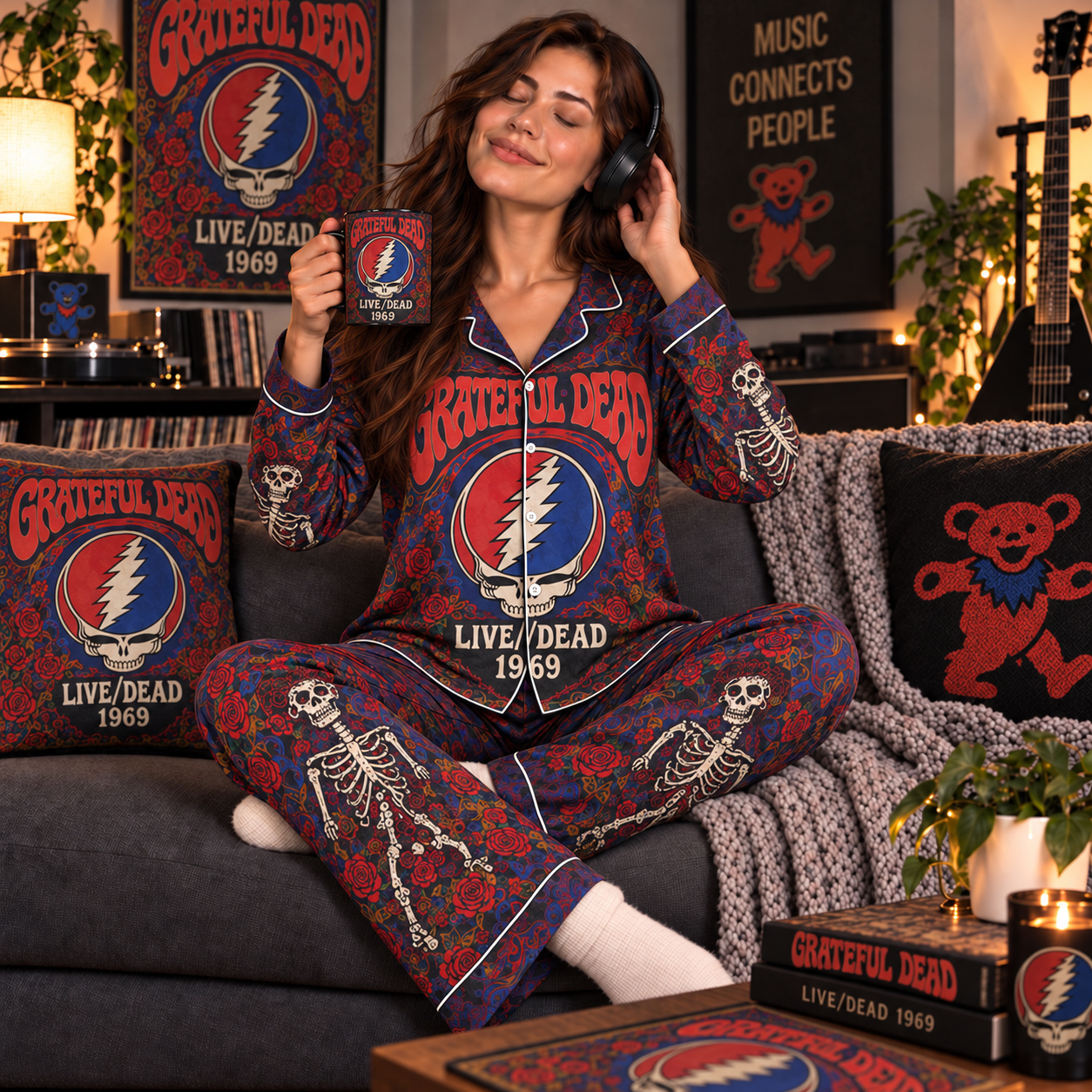 Grateful Dead Live Dead Pajama Set, Dark Star St Stephen, Jerry Garcia 1969 Live Era