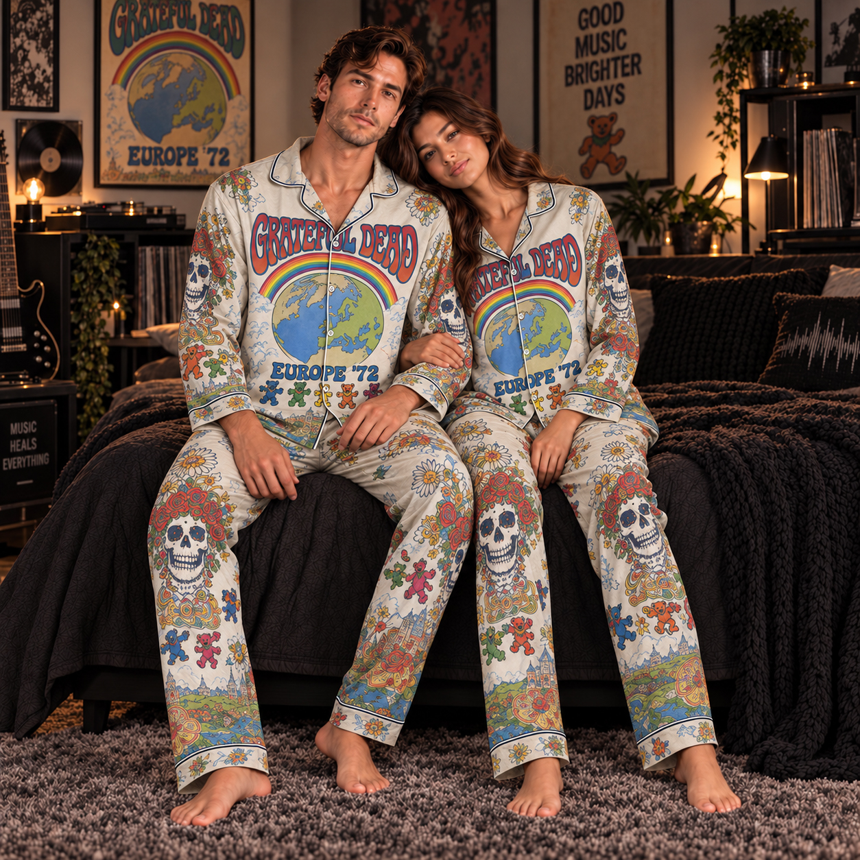 Grateful Dead Europe '72 Pajama Set, Jack Straw Brown Eyed Women, Jerry Garcia 1972 Live Era