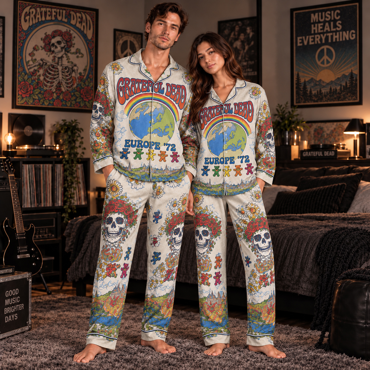Grateful Dead Europe '72 Pajama Set, Jack Straw Brown Eyed Women, Jerry Garcia 1972 Live Era