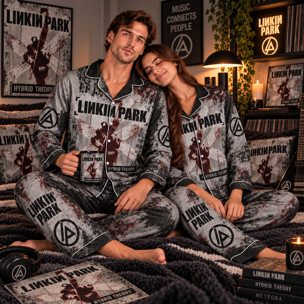 Linkin Park Hybrid Theory Pajama Set, In the End Crawling, Chester Bennington 2000 Nu Metal Era