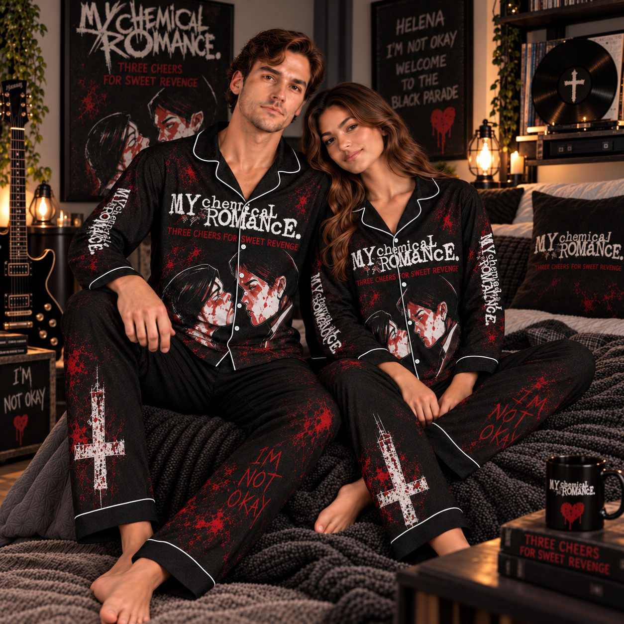 My Chemical Romance Three Cheers Pajama Set, Helena I'm Not Okay, Gerard Way 2004 Emo Era