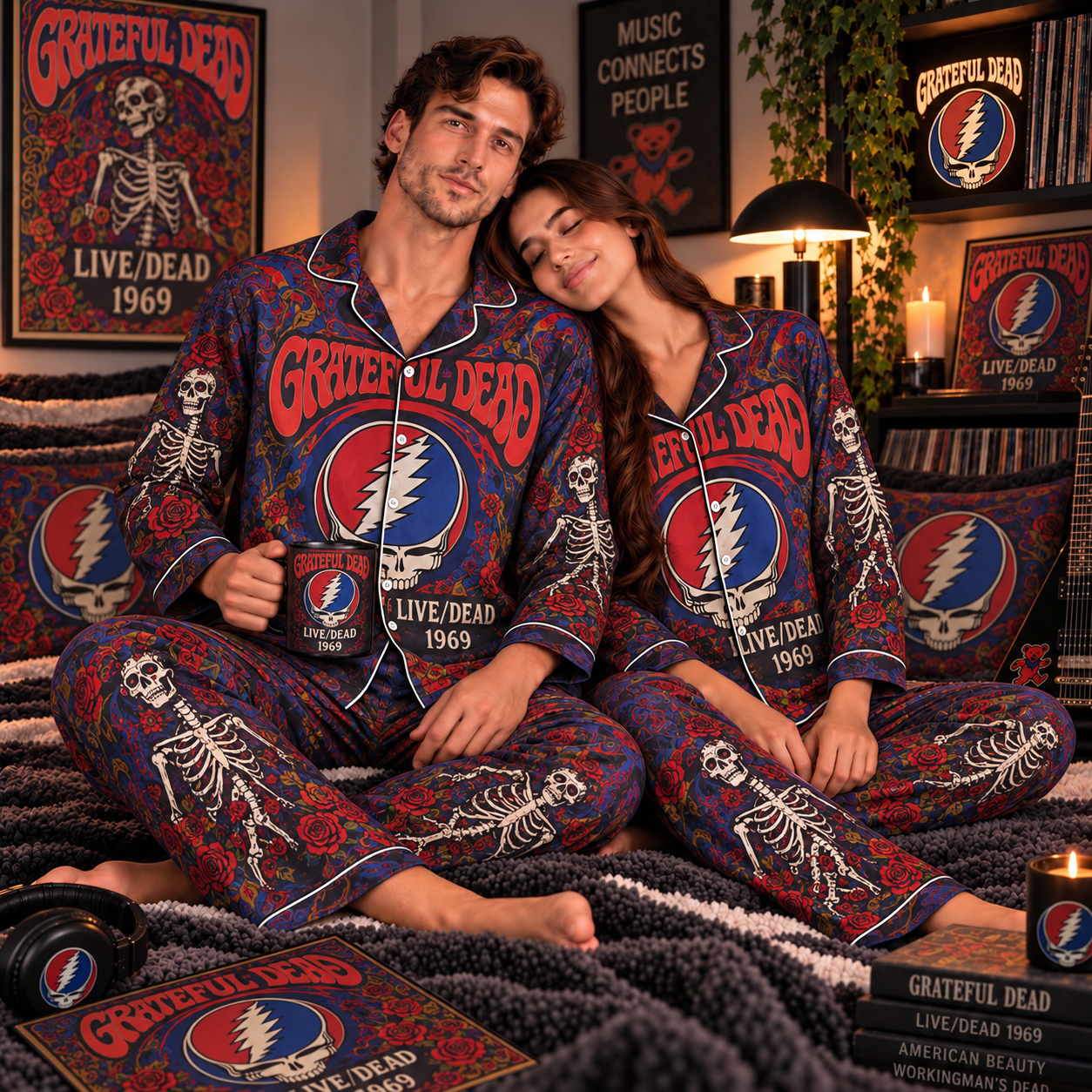 Grateful Dead Live Dead Pajama Set, Dark Star St Stephen, Jerry Garcia 1969 Live Era