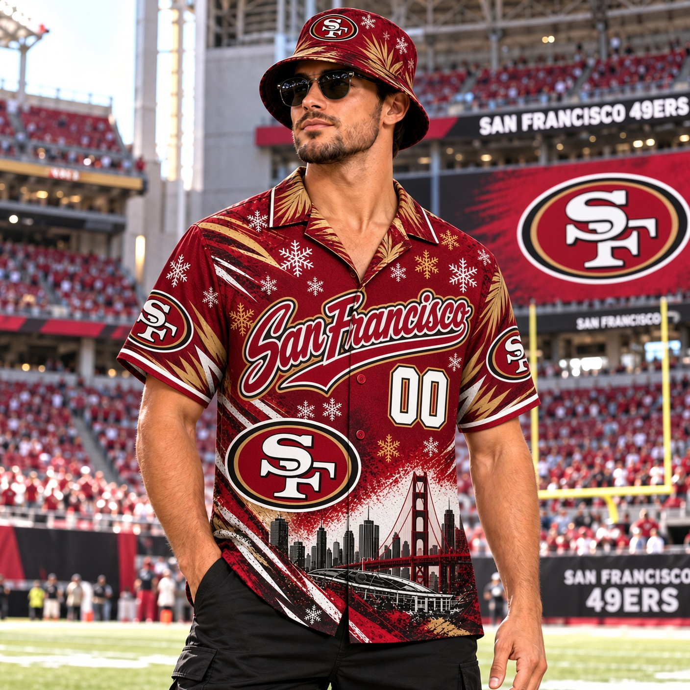 San Francisco 49ers Custom Name Number Hawaiian Shirt, Personalized Football Button Up, SF 49ers Tailgate Style