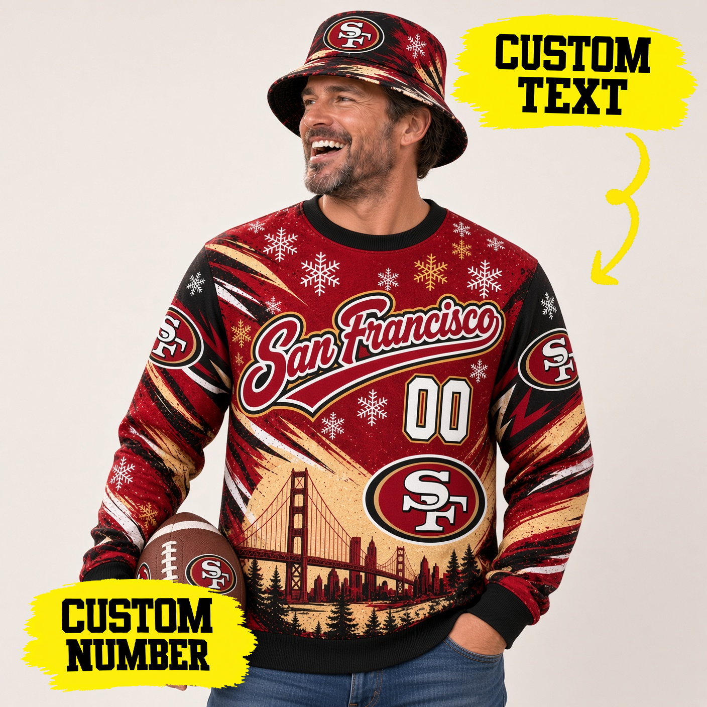 San Francisco 49ers Custom Name Number Sweatshirt, SF 49ers Faithful Crewneck, SF 49ers Tailgate Style