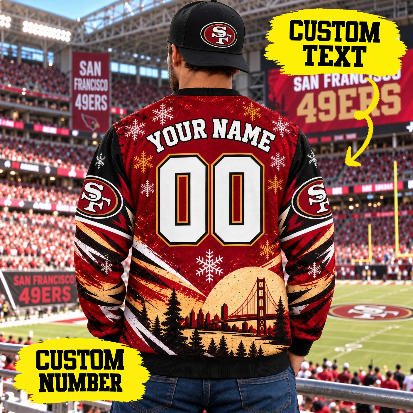 San Francisco 49ers Custom Name Number Sweatshirt, SF 49ers Faithful Crewneck, SF 49ers Tailgate Style