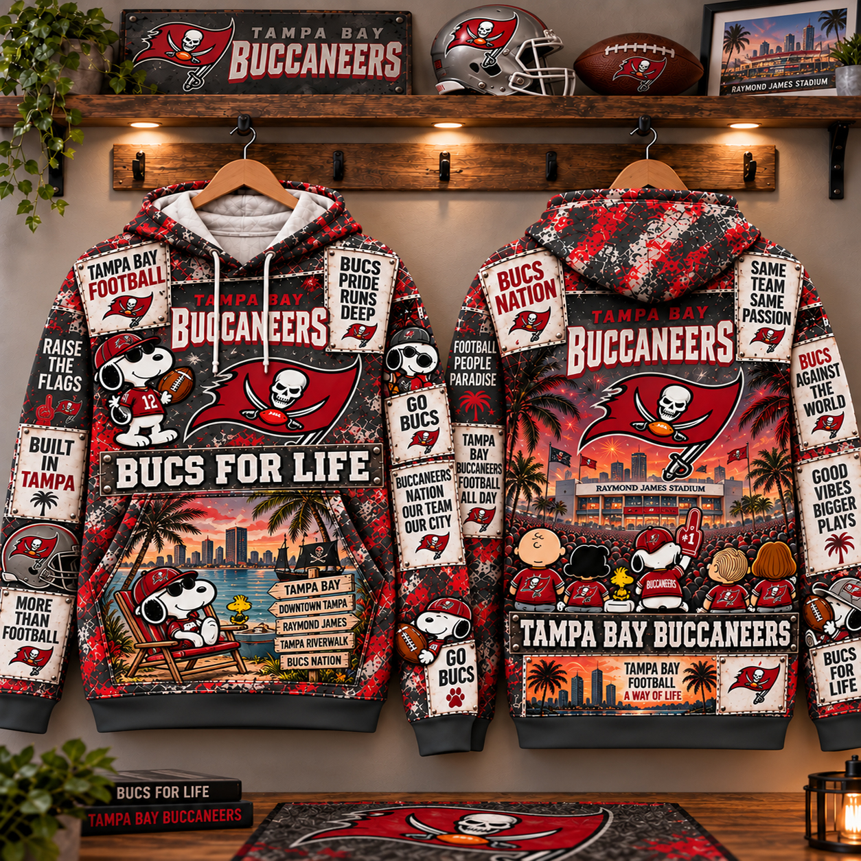 Retro Cartoon Dog Tampa Bay Buccaneers Hoodie, TB Pewter Red Bay Area Spirit, Raymond James Home Crowd Vibes
