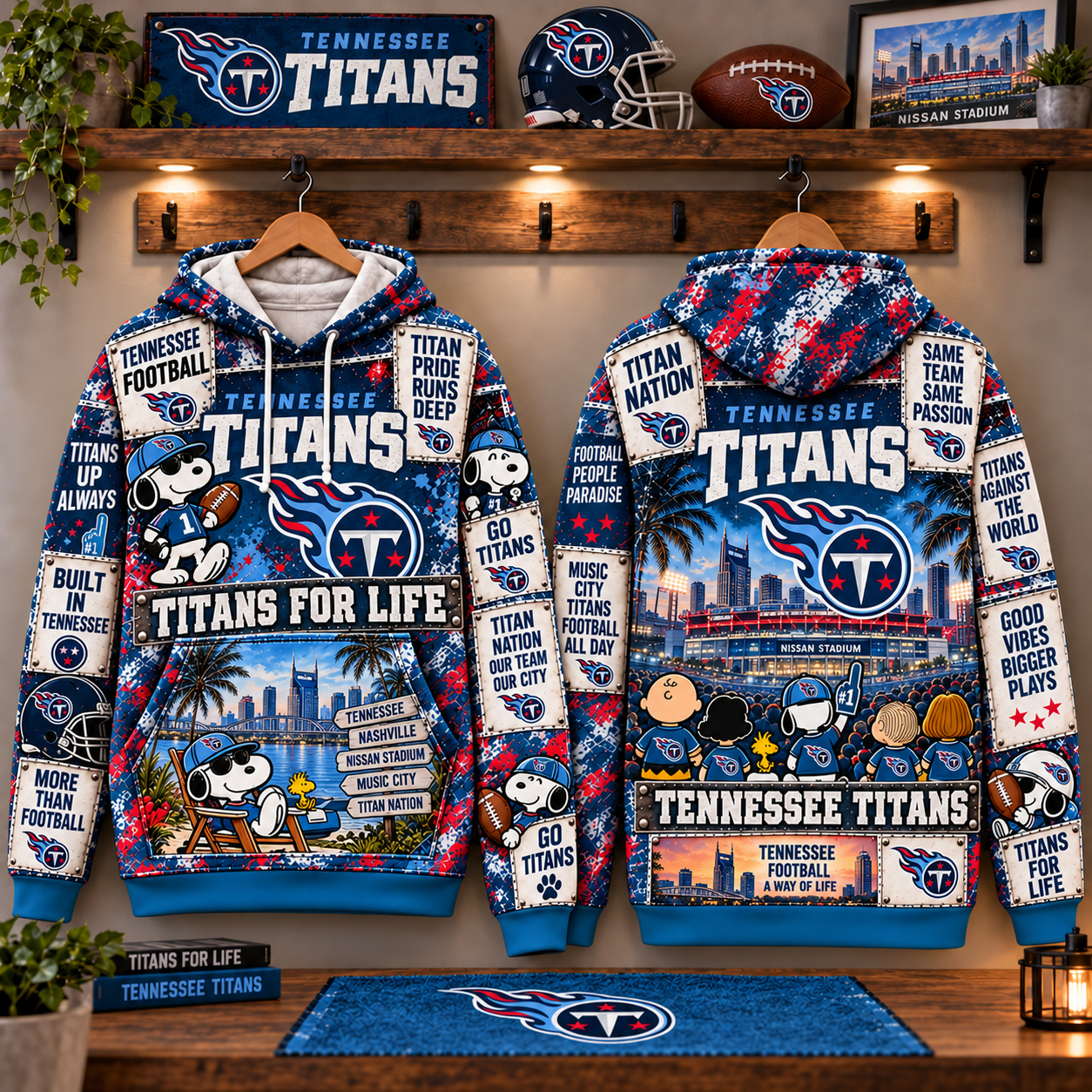 Tennessee Titans Game Day 3D Hoodie, TEN Two Tone Blue Nashville Pride, Nissan Field Music City Energy