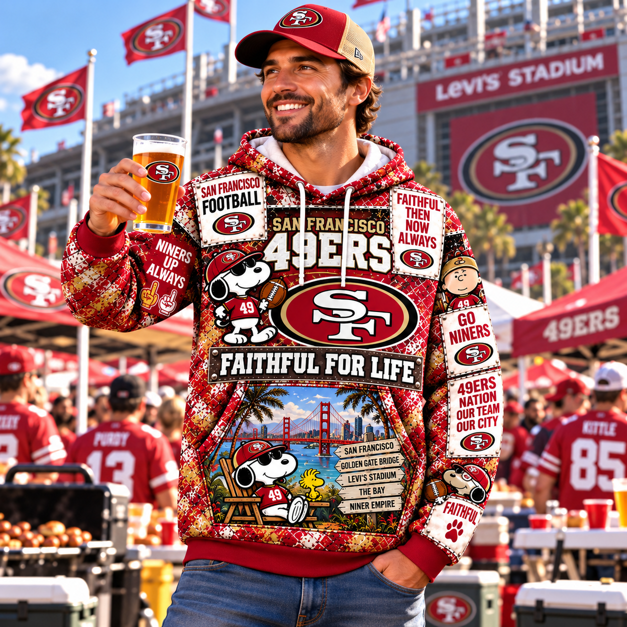 Cute Cartoon Beagle San Francisco 49ers 3D Hoodie, SF Red Gold Bay Area Legacy, Levis Field Faithful Culture