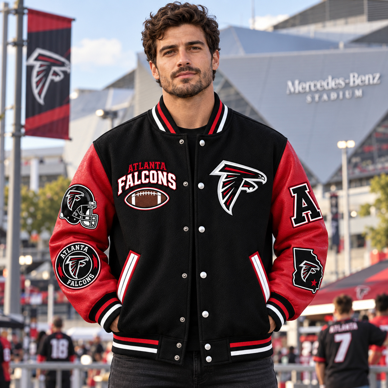 Atlanta Falcons Varsity Jacket, ATL Dirty Birds Throwback Style, Rise Up Falcons Game Day Spirit