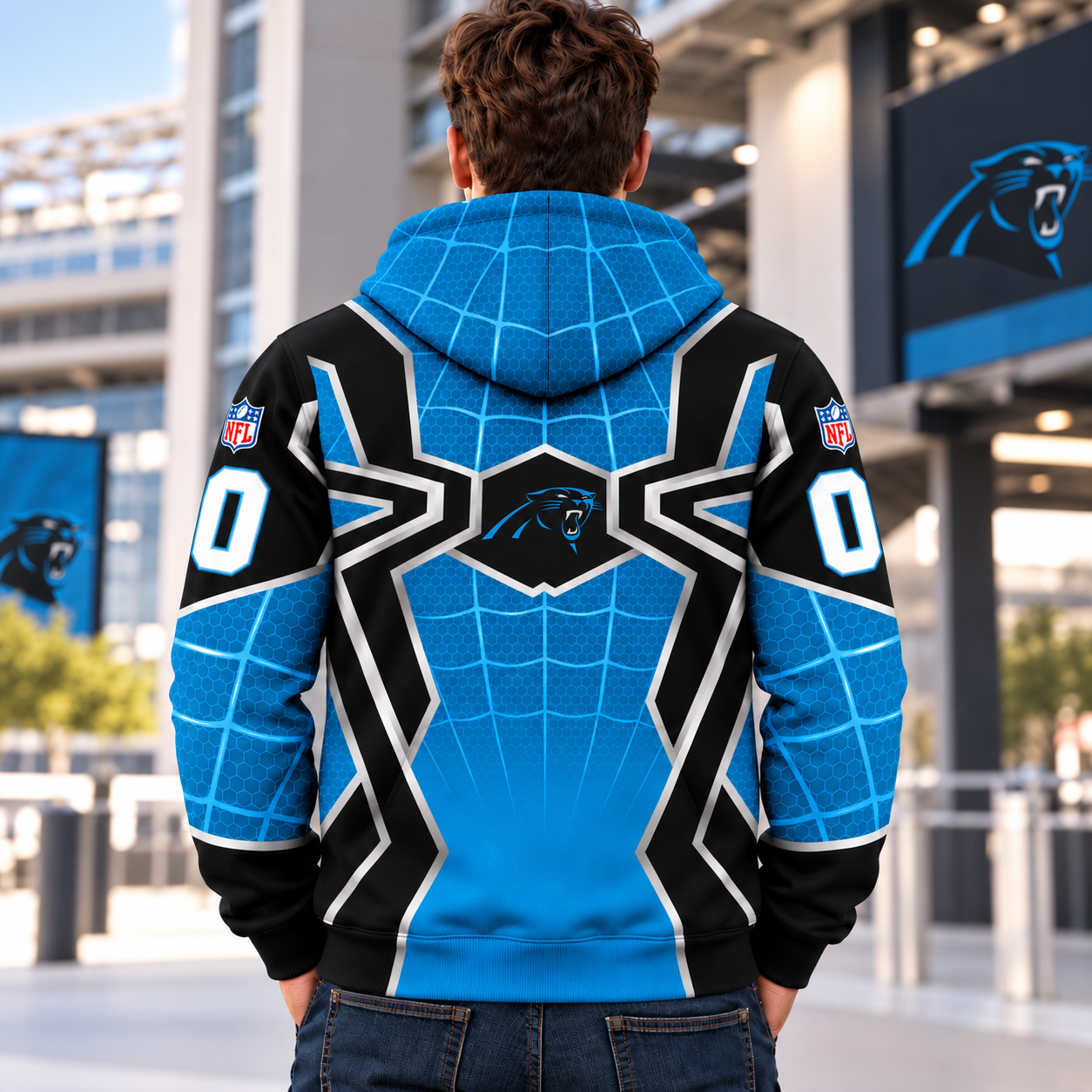 Carolina Panthers 3D Hoodie, CAR Keep Pounding Black and Blue, Queen City Panther Pride
