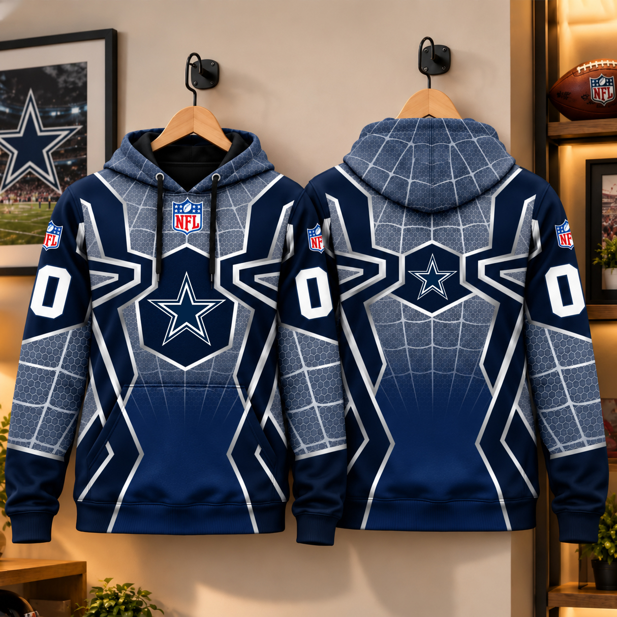 Dallas Cowboys 3D Hoodie, DAL America's Team Star Legacy, Navy Silver Lone Star Tradition