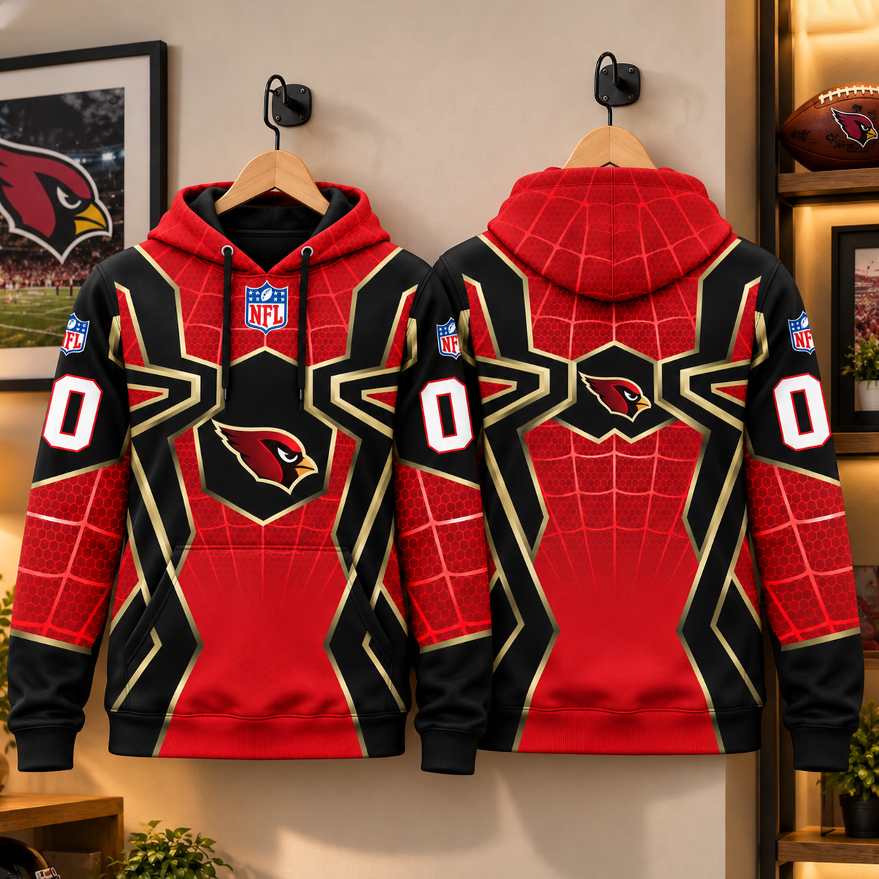 Arizona Cardinals 3D Hoodie, AZ Red Sea Desert Bird Pride, Cardinal Red Valley Football Style
