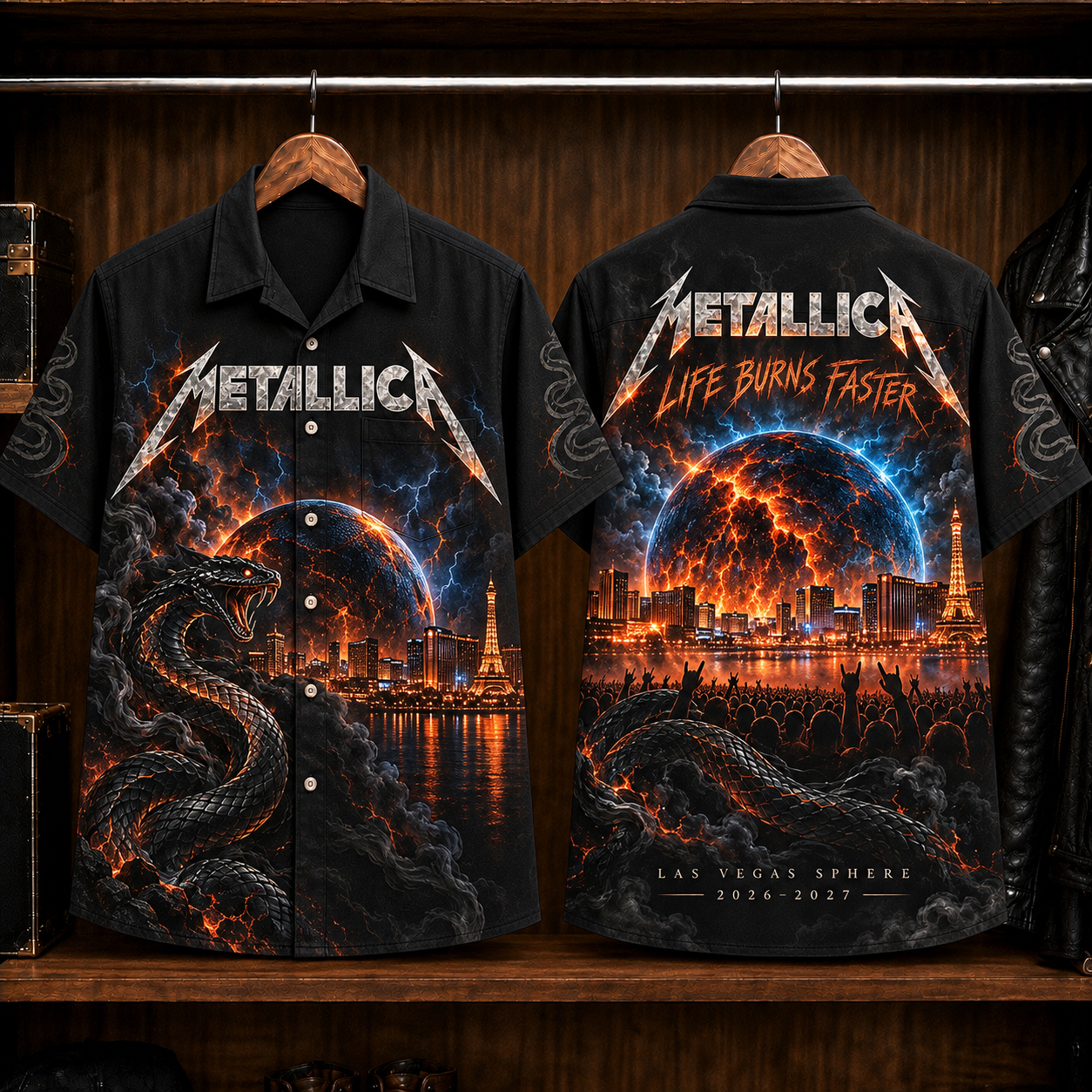 Metallica Heavy Metal Skull & Cards Hawaiian Shirt, Sphere Las Vegas Residency 2026 Concert Style