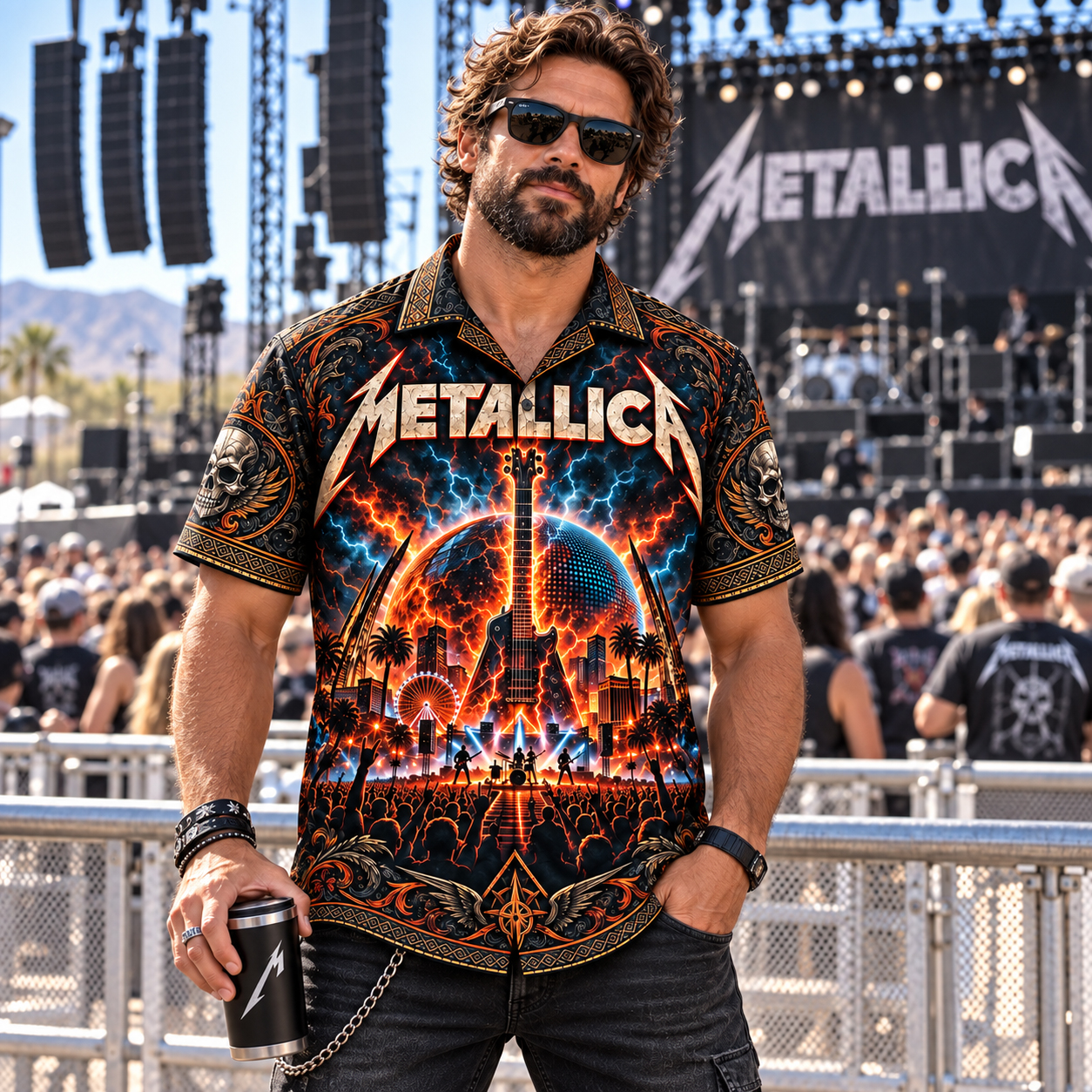 Metallica Coiled Snake Logo Hawaiian Shirt, Sphere Residency Las Vegas No Repeat Weekend Style